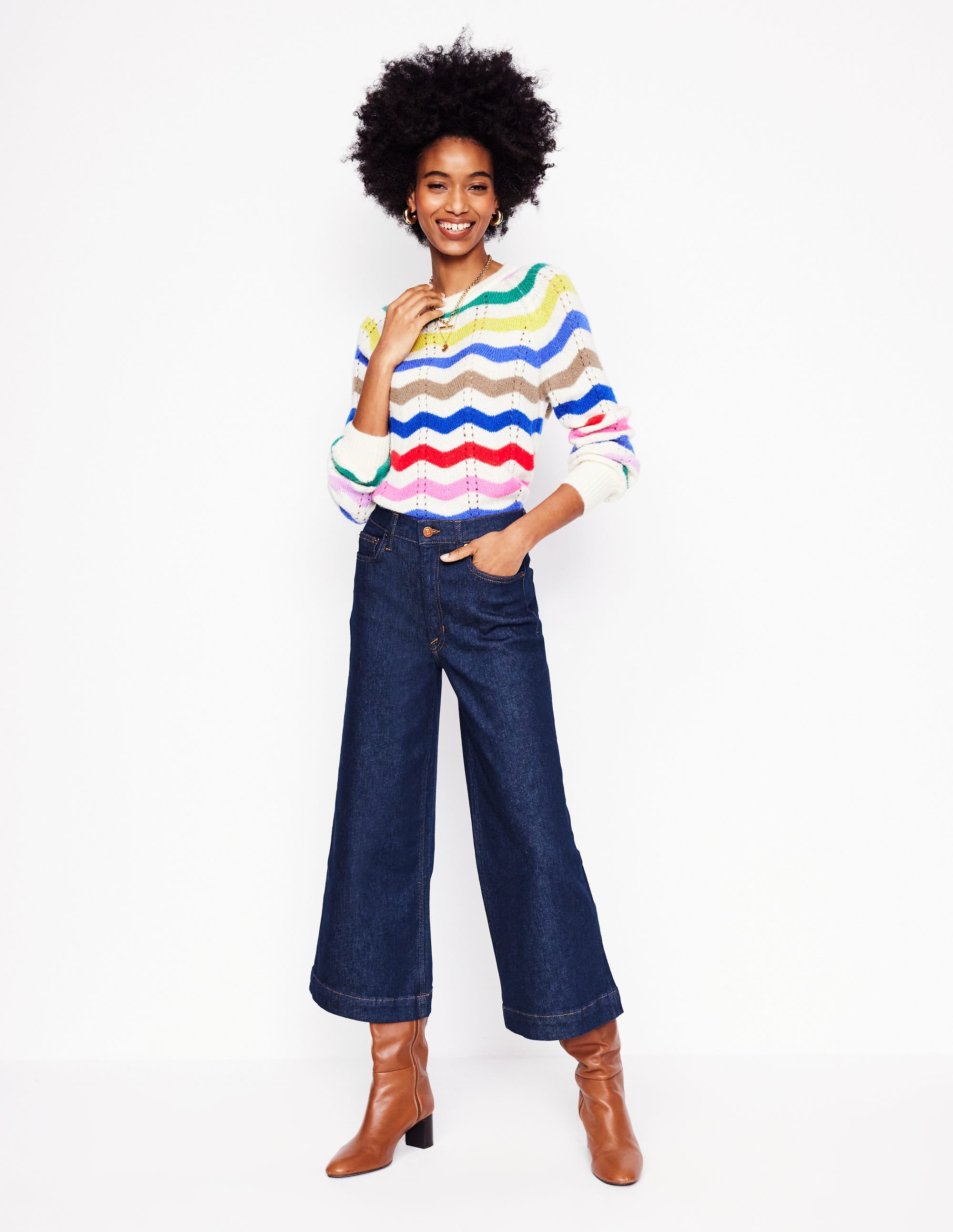 High Rise Wide Crop Jeans-Indigo Rinse - Image 1
