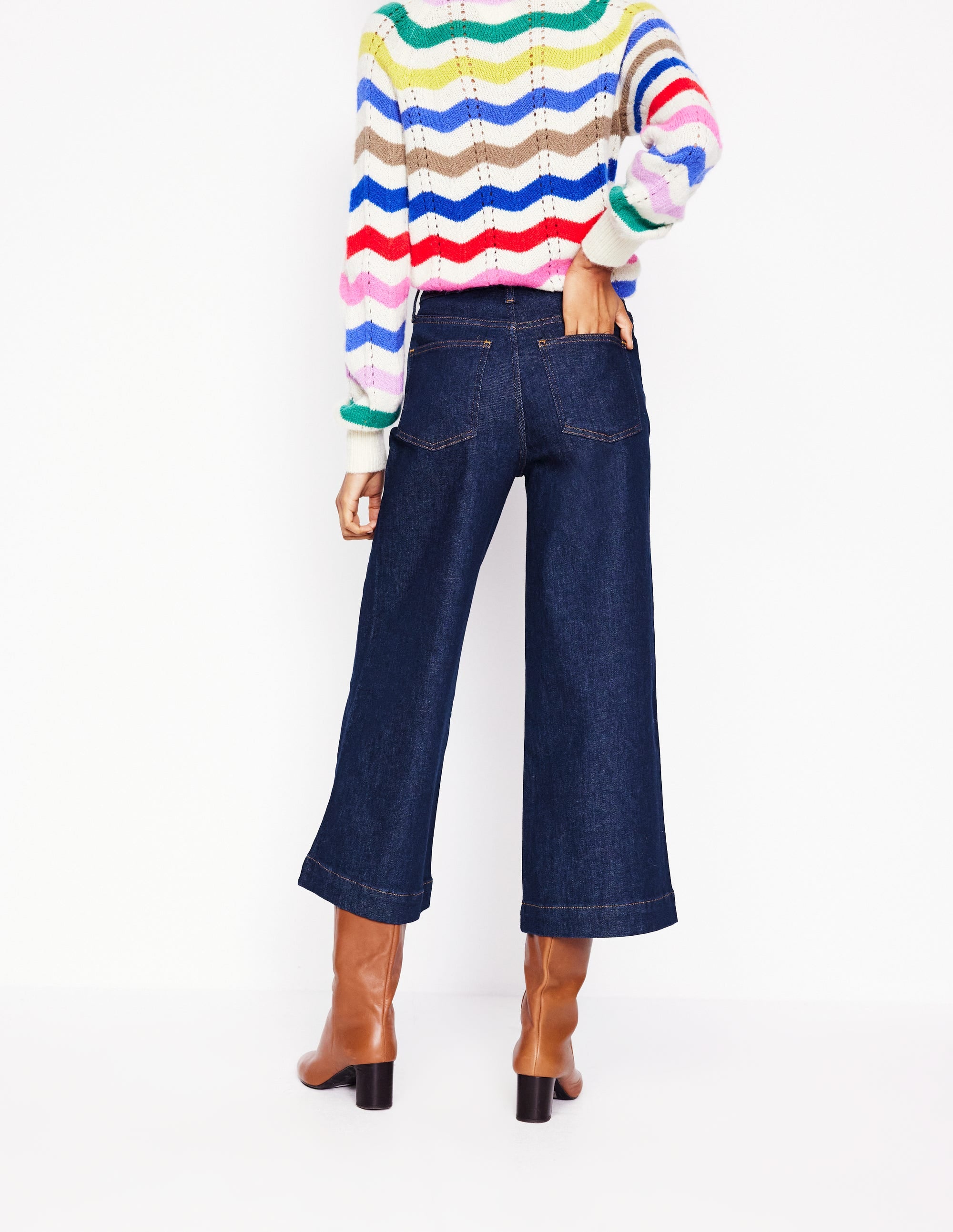 High Rise Wide Crop Jeans-Indigo Rinse - Image 3