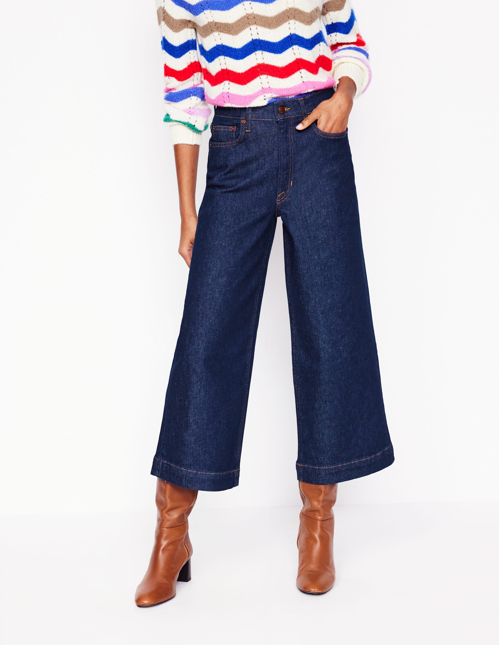 High Rise Wide Crop Jeans-Indigo Rinse - Image 7