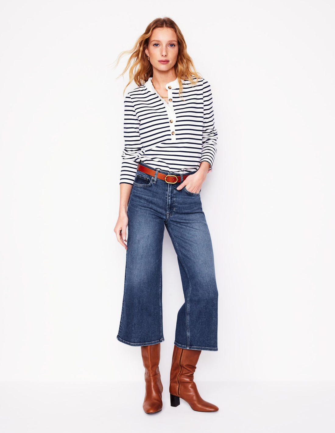 High Rise Wide Crop Jeans-Mid Vintage | Boden UK