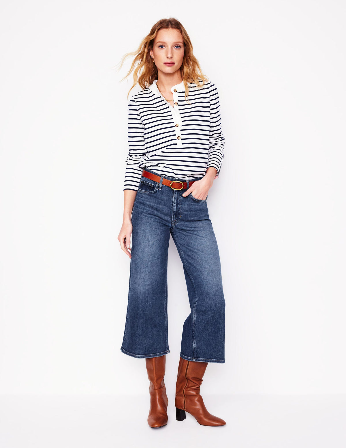 High Rise Wide Crop Jeans-Mid Vintage - Image 1
