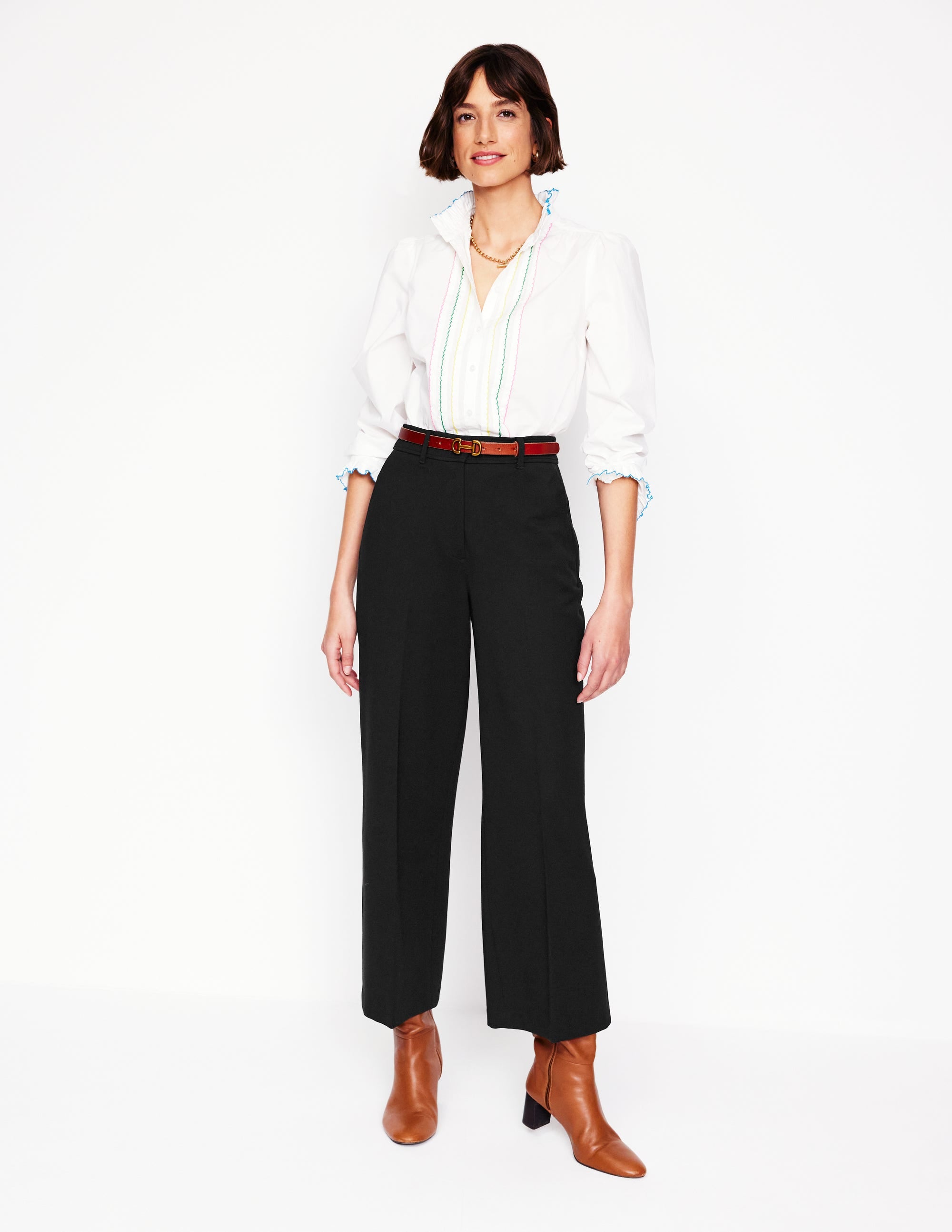 Cropped Ponte Trousers-Black - Image 1