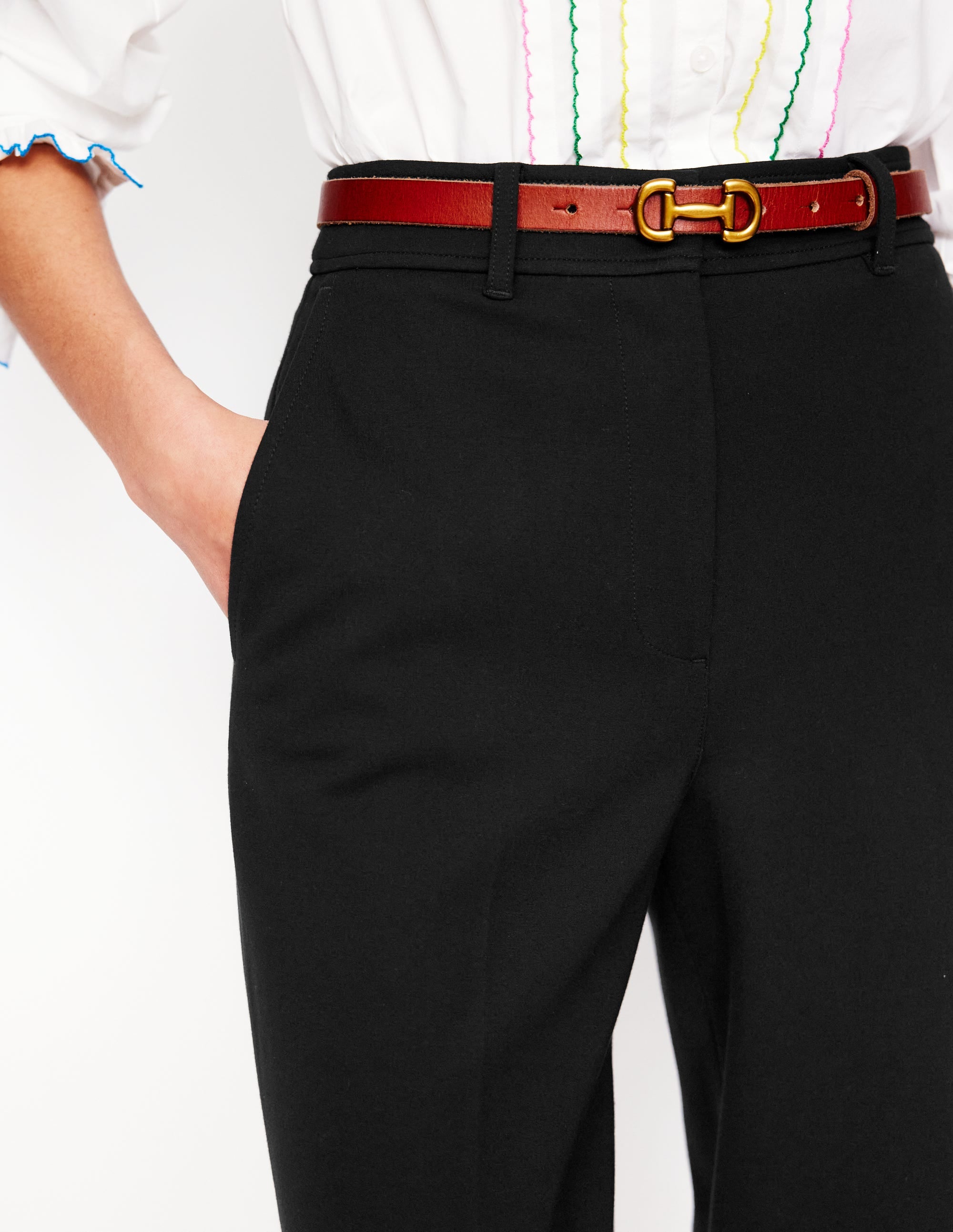 Cropped Ponte Trousers-Black - Image 2