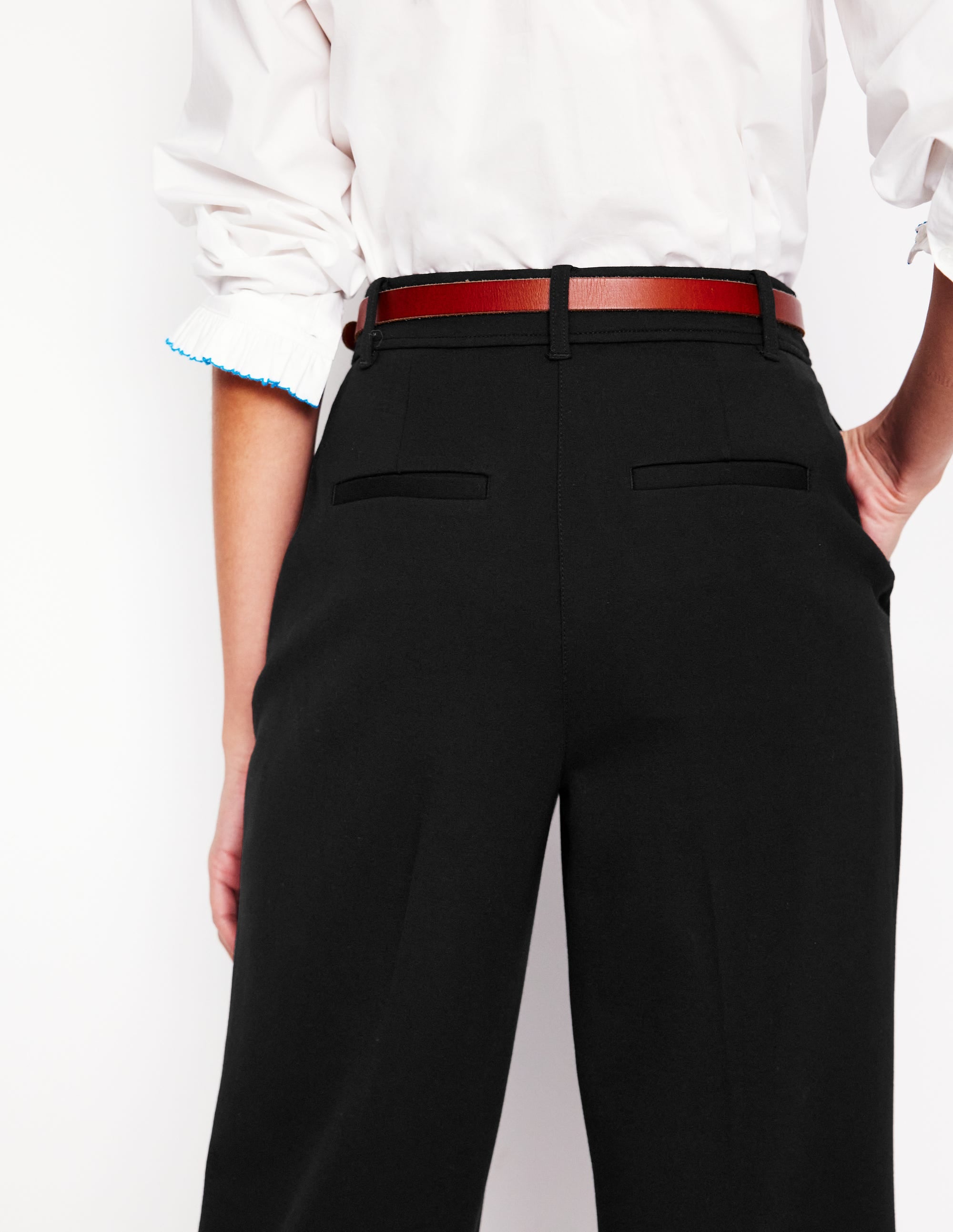 Cropped Ponte Trousers-Black - Image 3