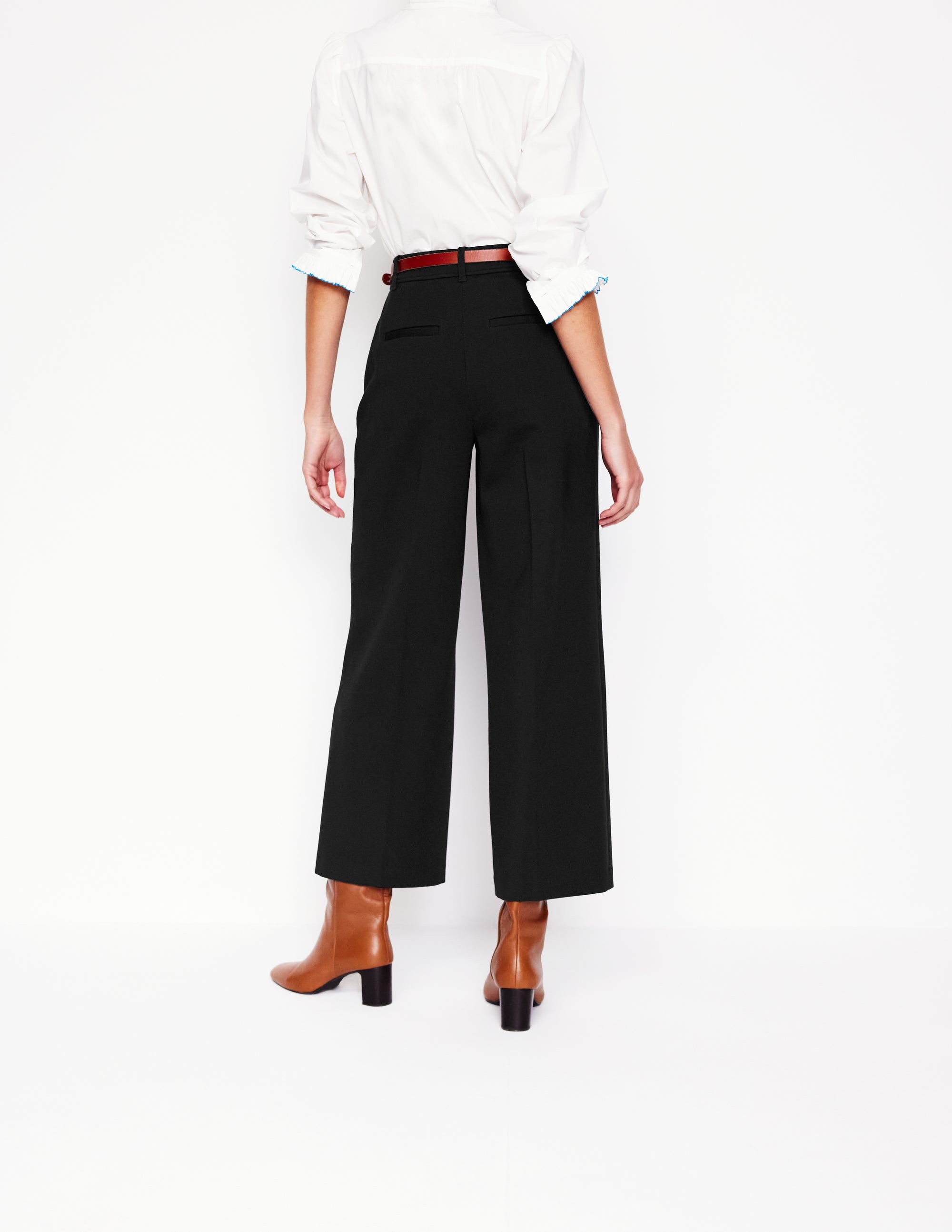 Cropped Ponte Trousers-Black - Image 4