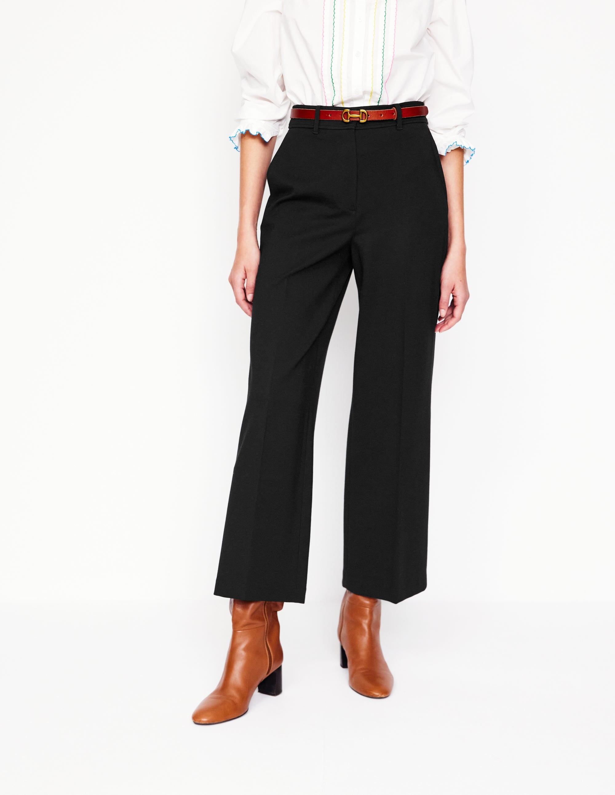 Cropped Ponte Trousers-Black - Image 5