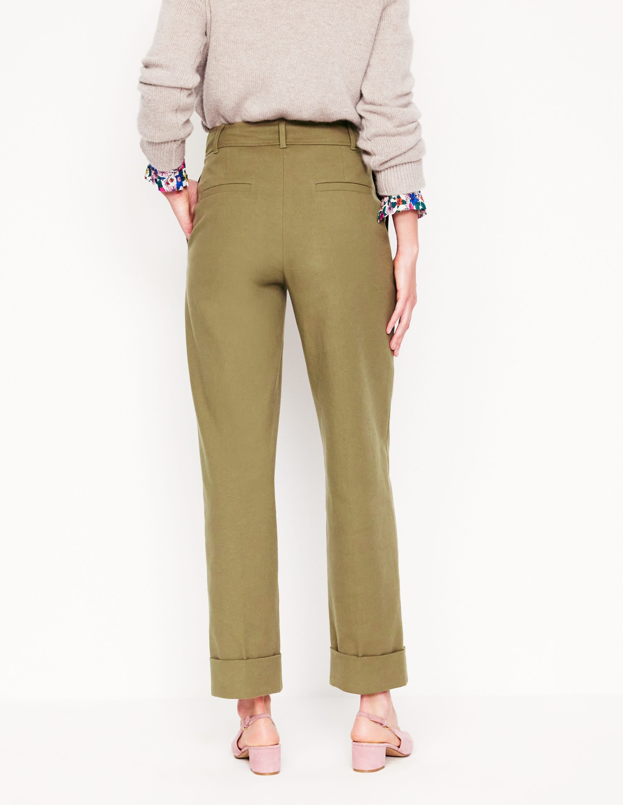 Turn Up Trousers-Warm Olive - Image 3