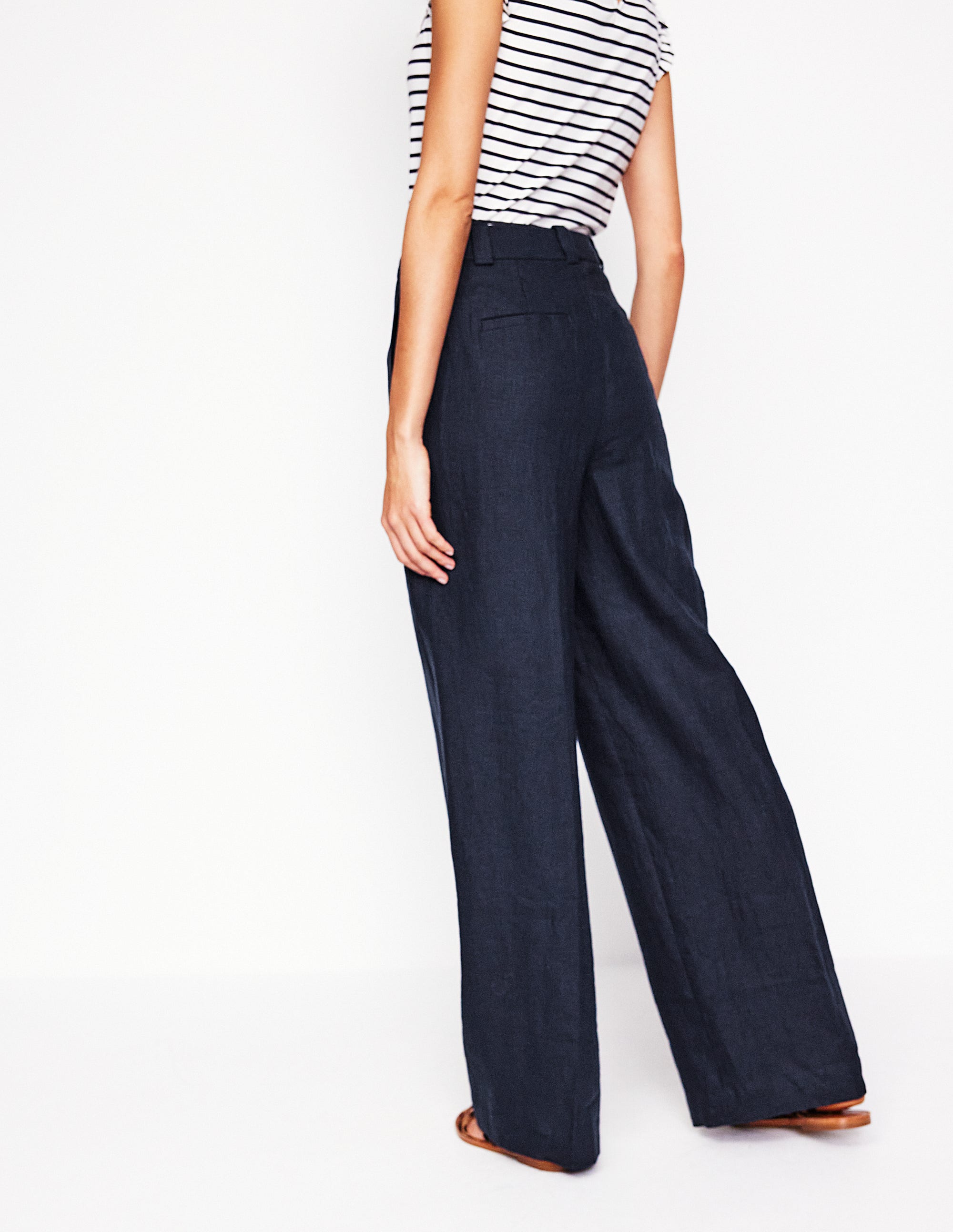 Westbourne Linen Trousers-Navy - Image 2