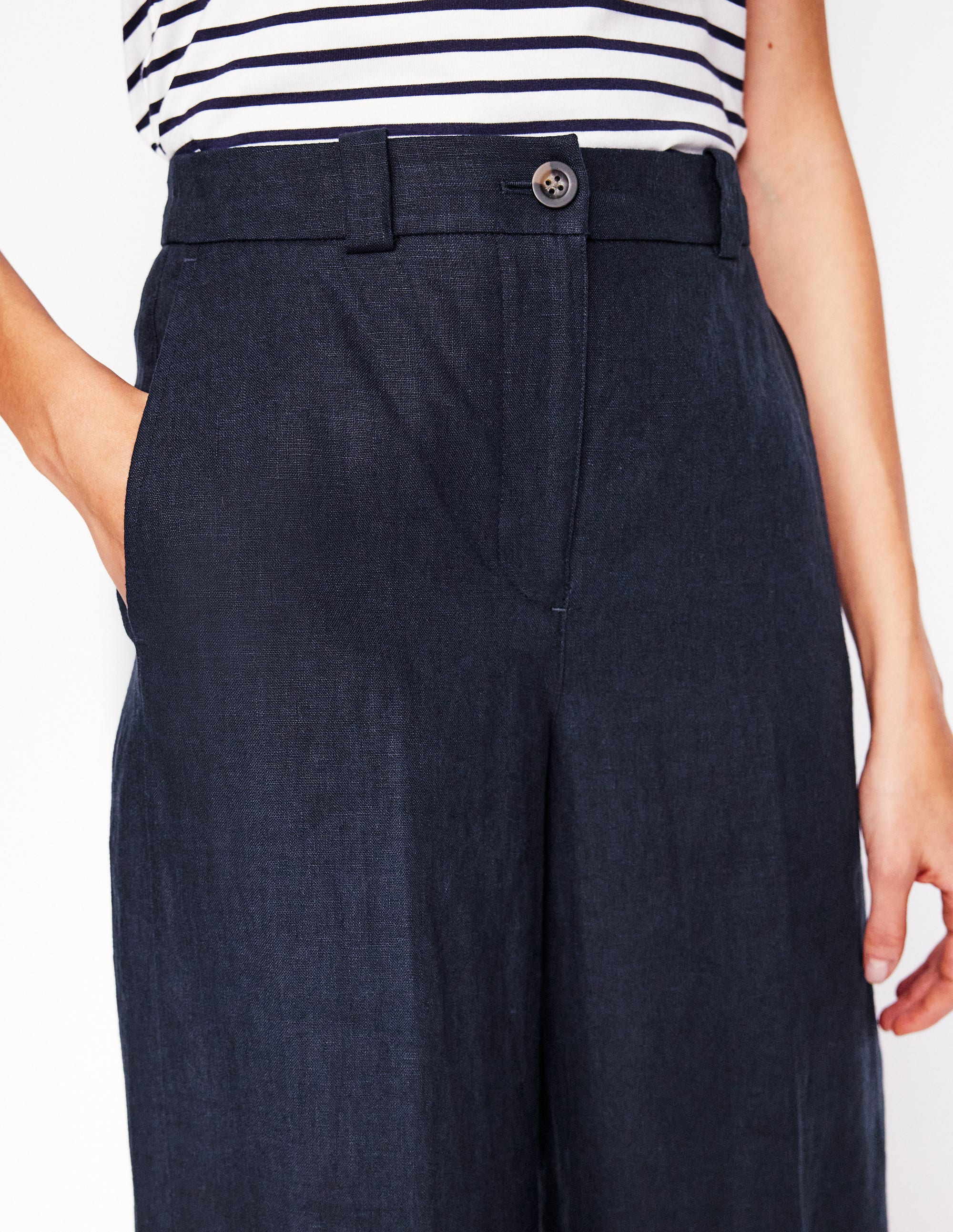Westbourne Linen Trousers-Navy - Image 4