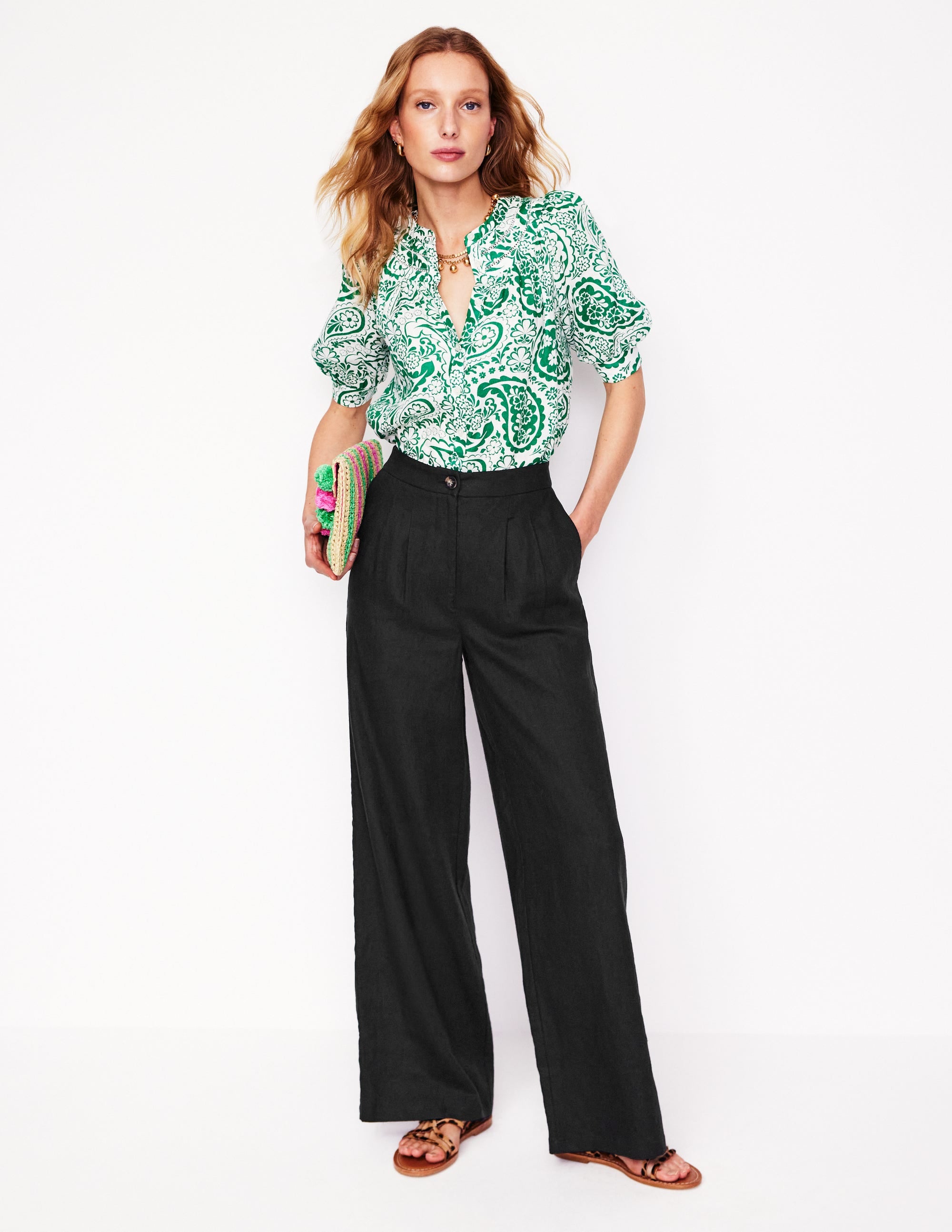 Dulwich Linen Trousers-Black - Image 1