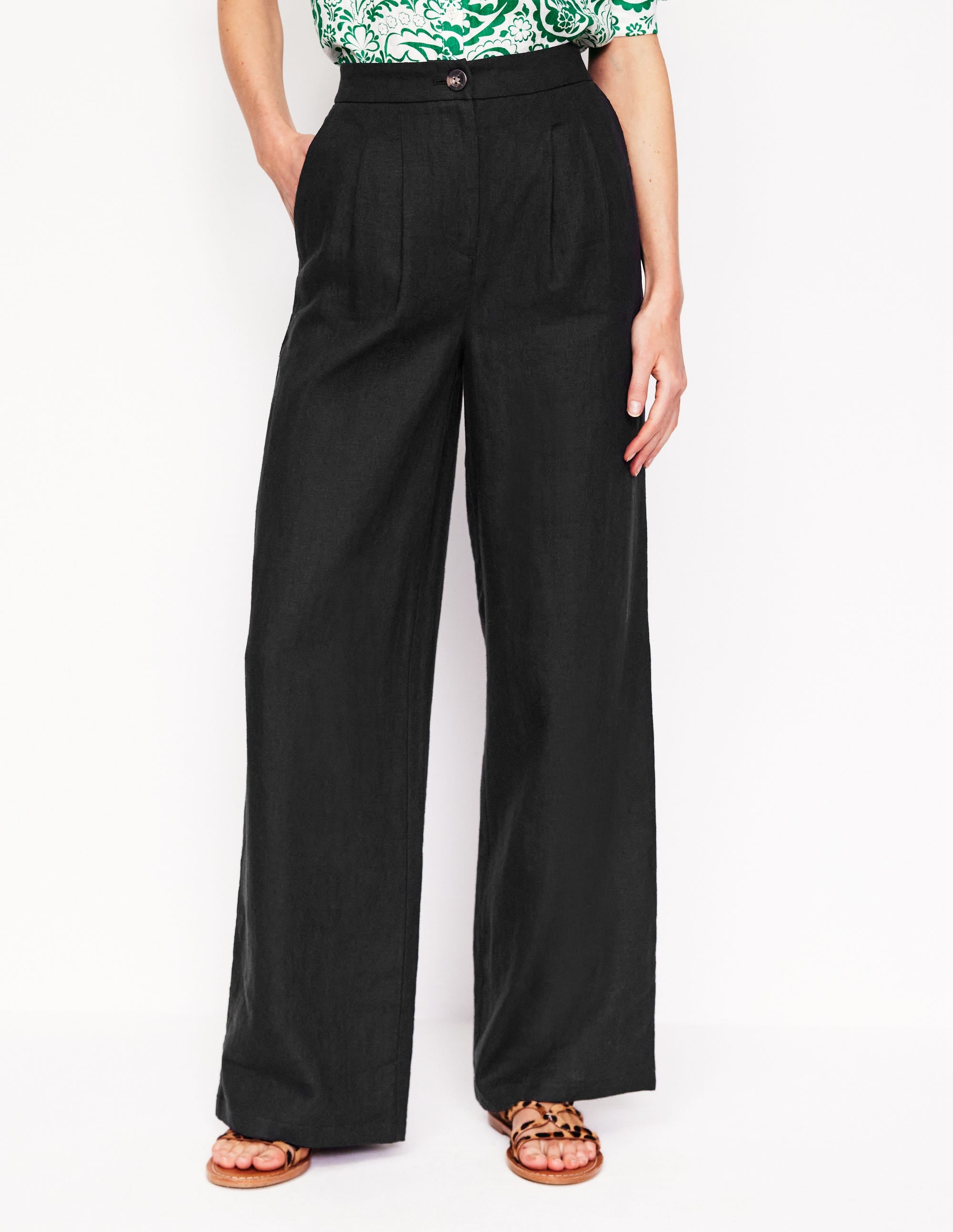 Dulwich Linen Trousers-Black - Image 5
