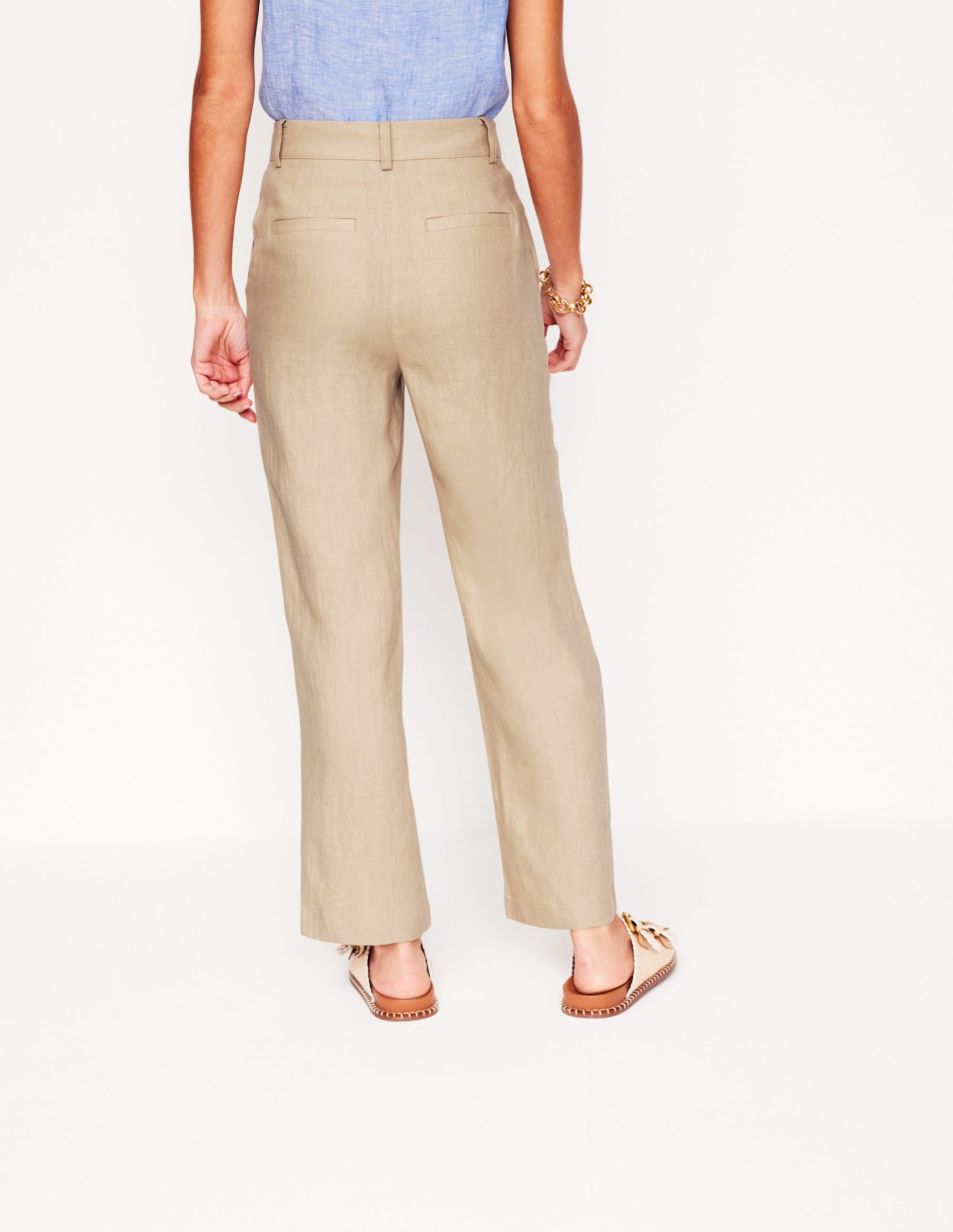 Westbourne Crop Linen Trousers-Oatmeal - Image 5