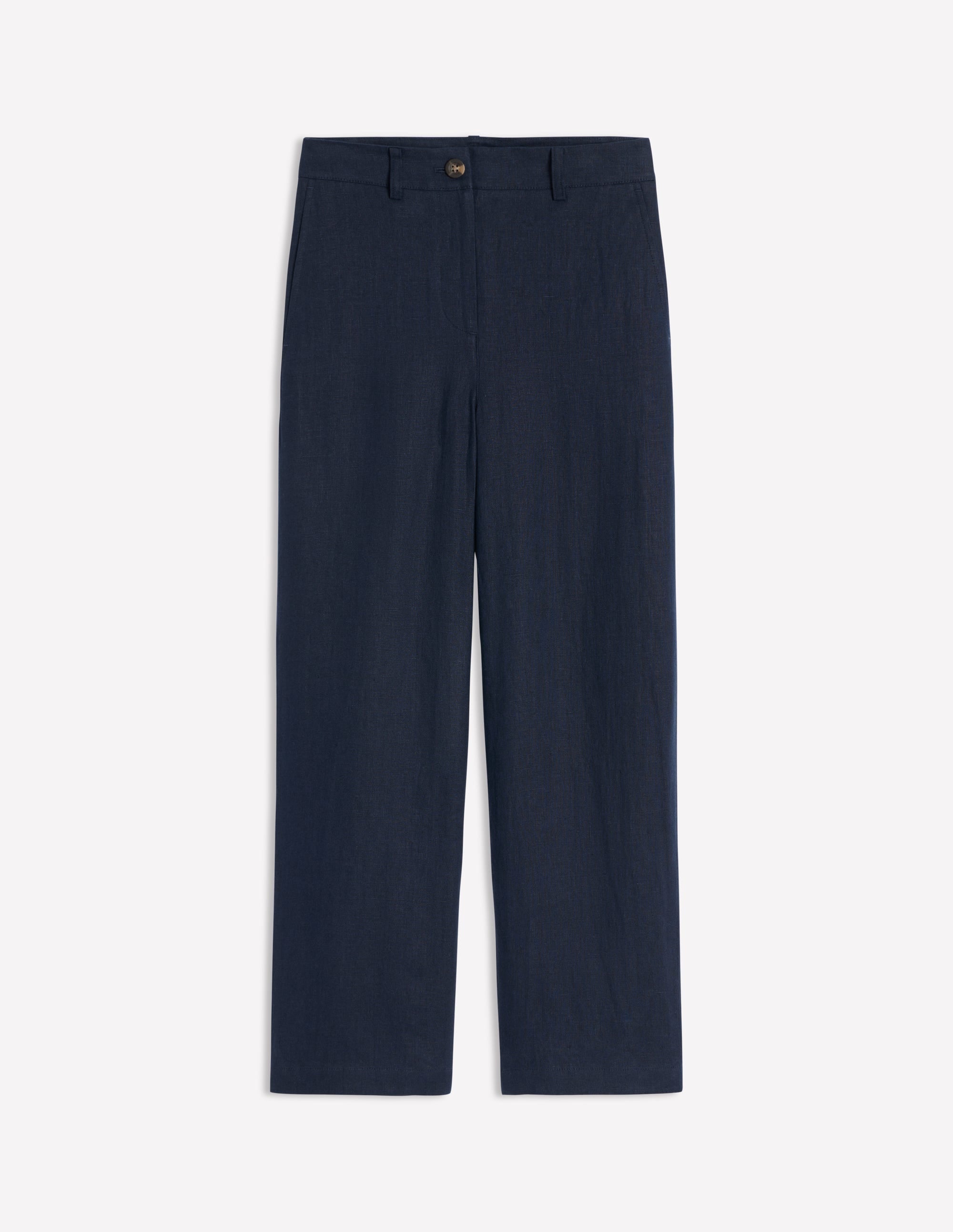 Westbourne Crop Linen Trousers-Navy - Image 5