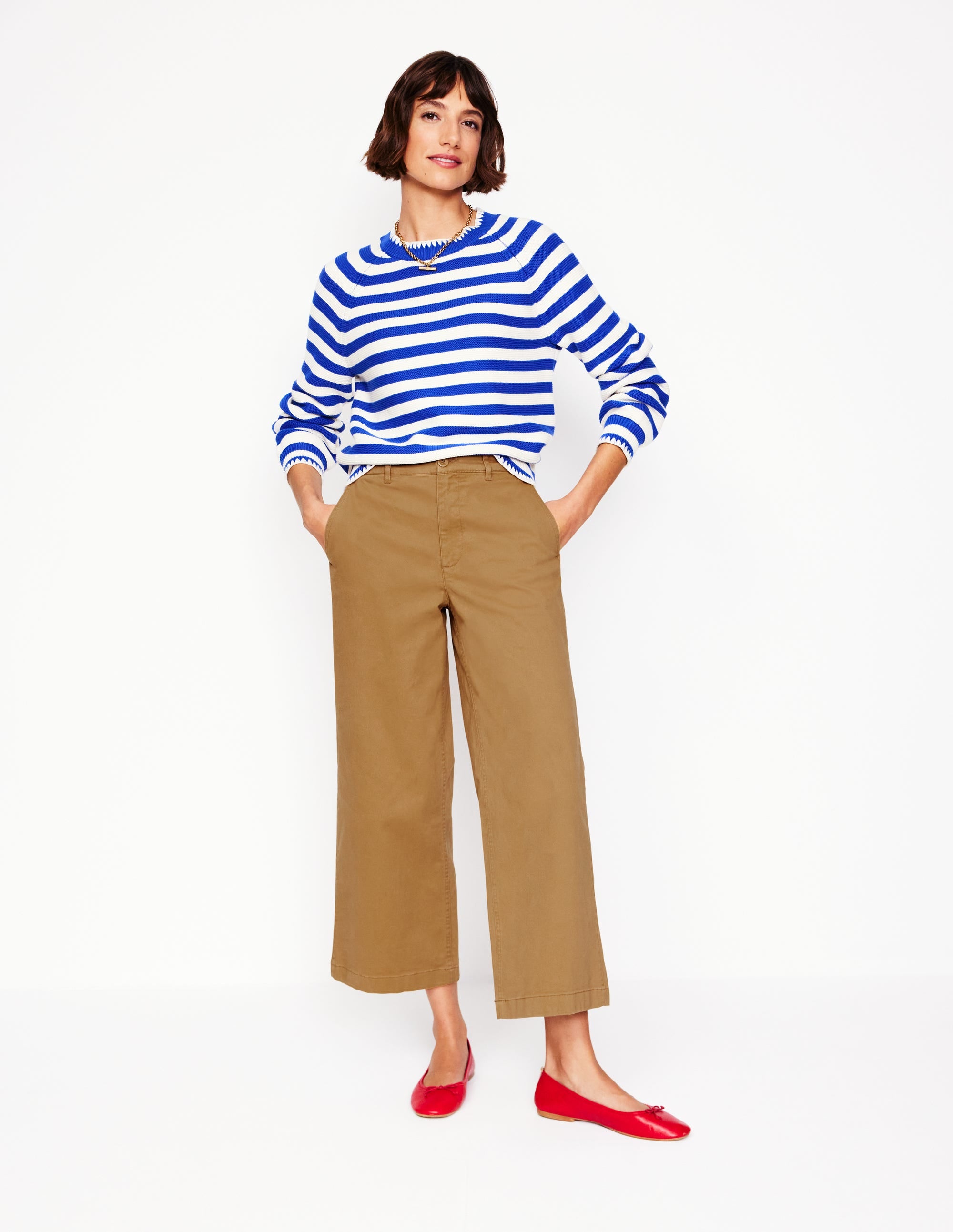 Barnsbury Crop Chino Trousers-Hazelnut Brown - Image 1