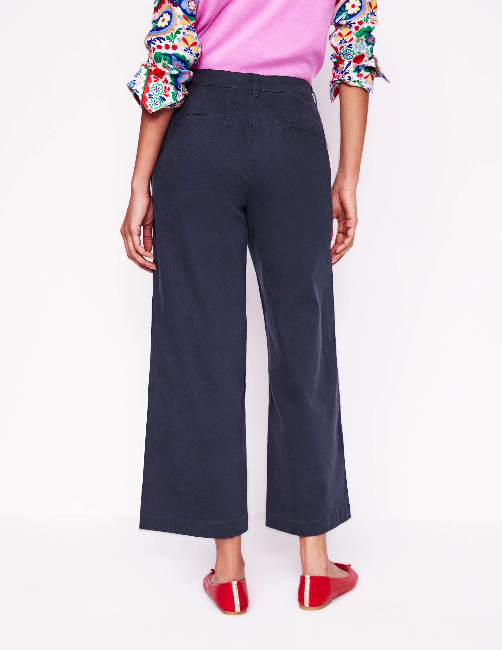 Barnsbury Crop Chino Trousers-Navy - Image 3