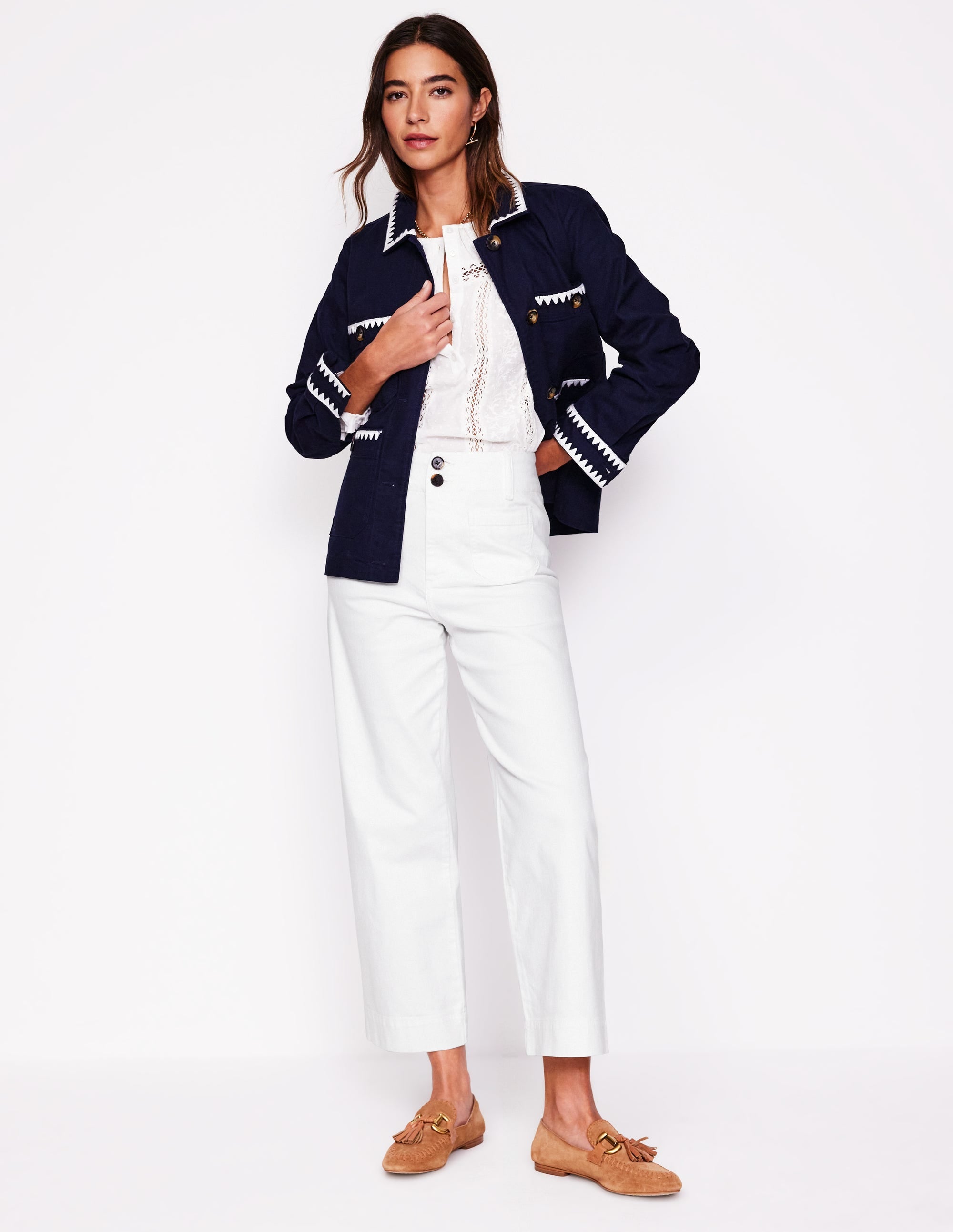 Primrose Patch Pocket Trousers-White - Image 1