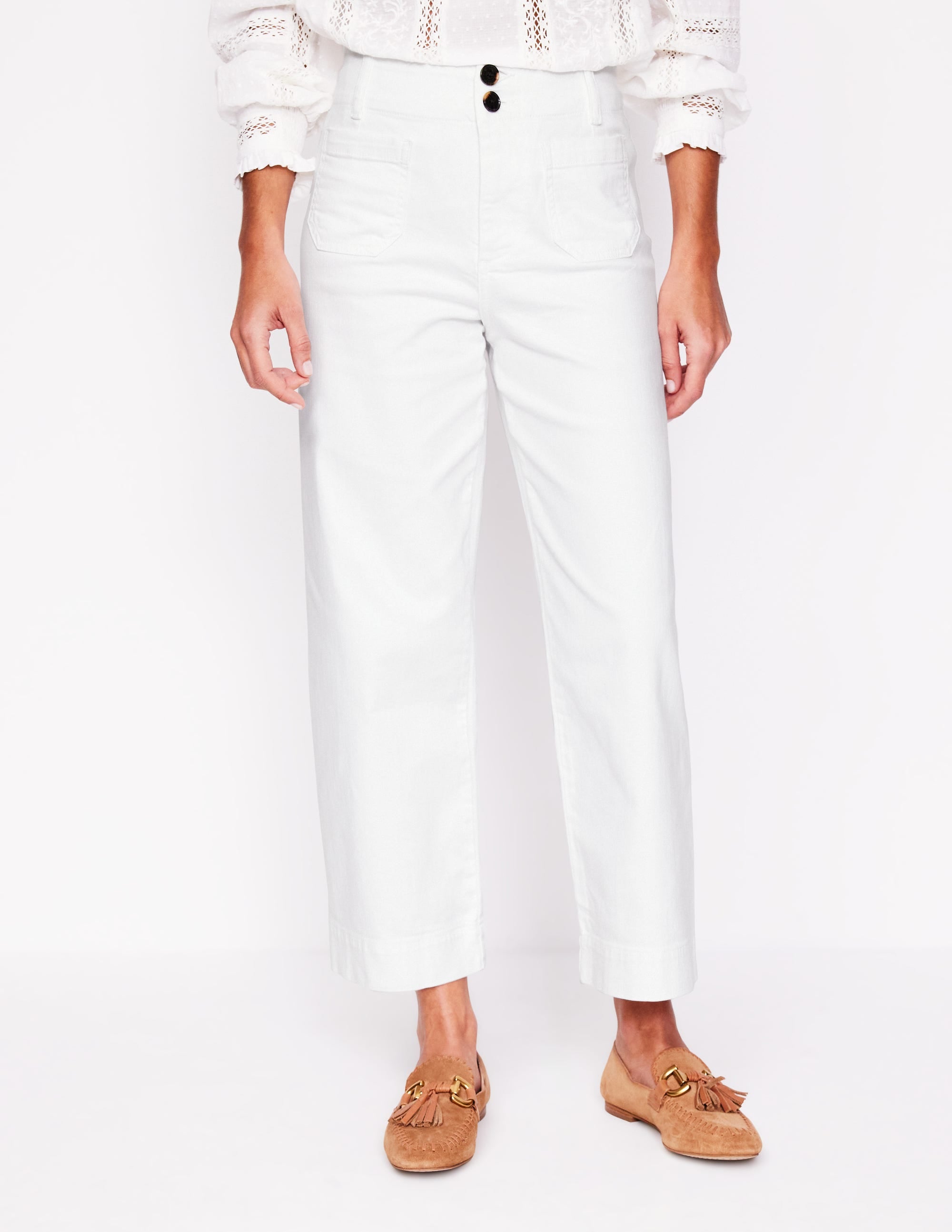 Primrose Patch Pocket Trousers-White - Image 3