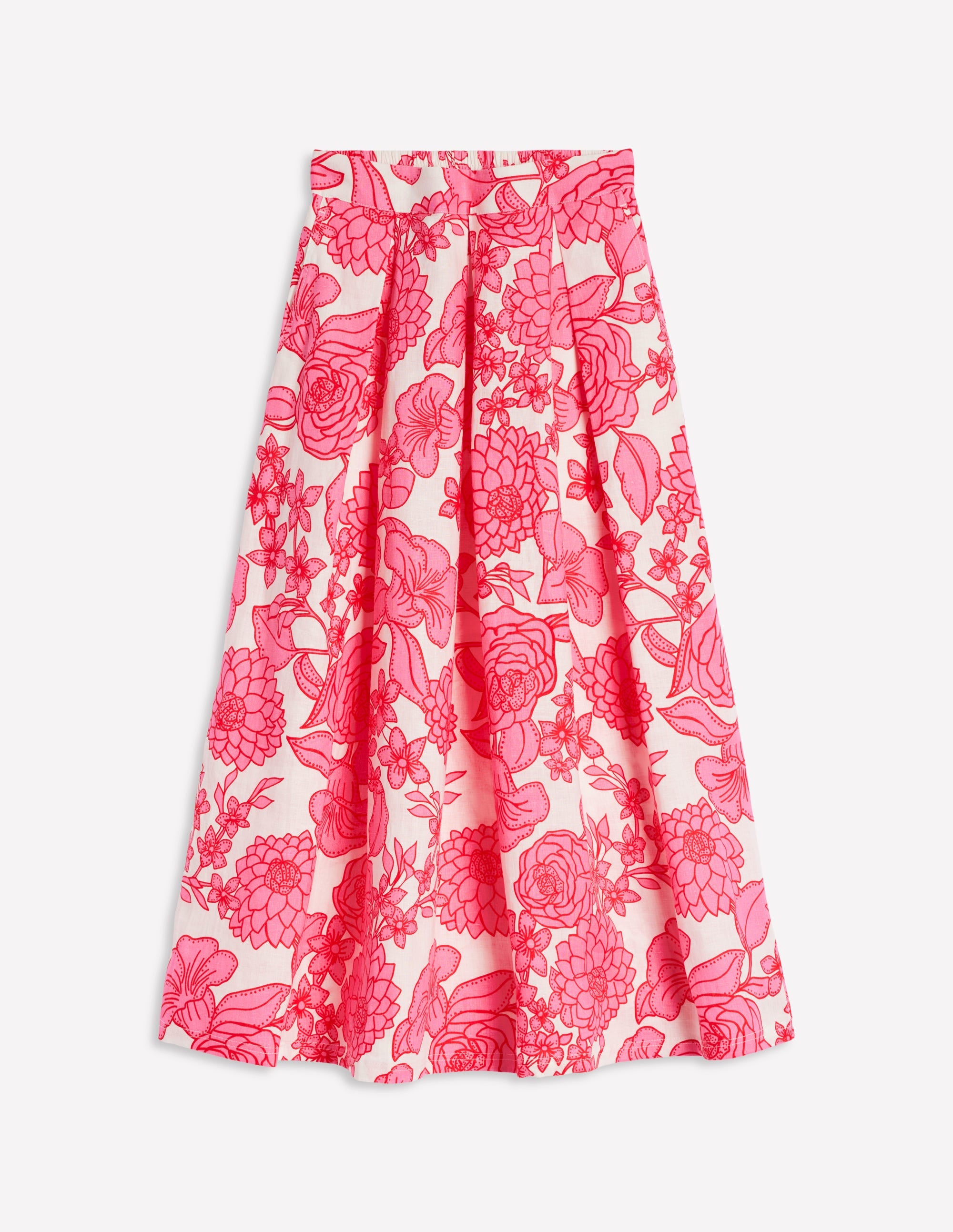 Verity Linen Midi Skirt-Pink, Blossom Cascade - Image 6