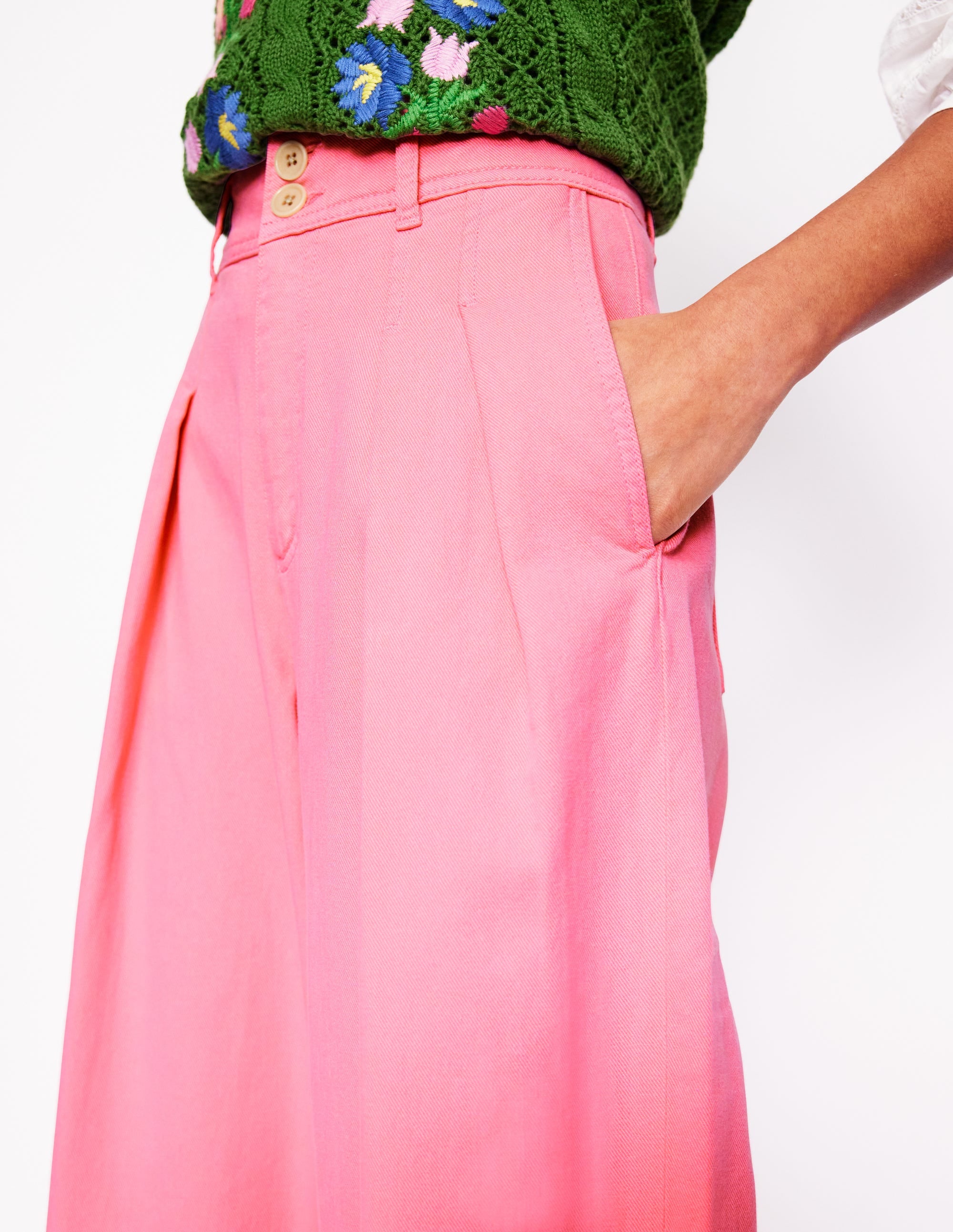 Brompton Wide Leg Trousers-Pink Rose - Image 2