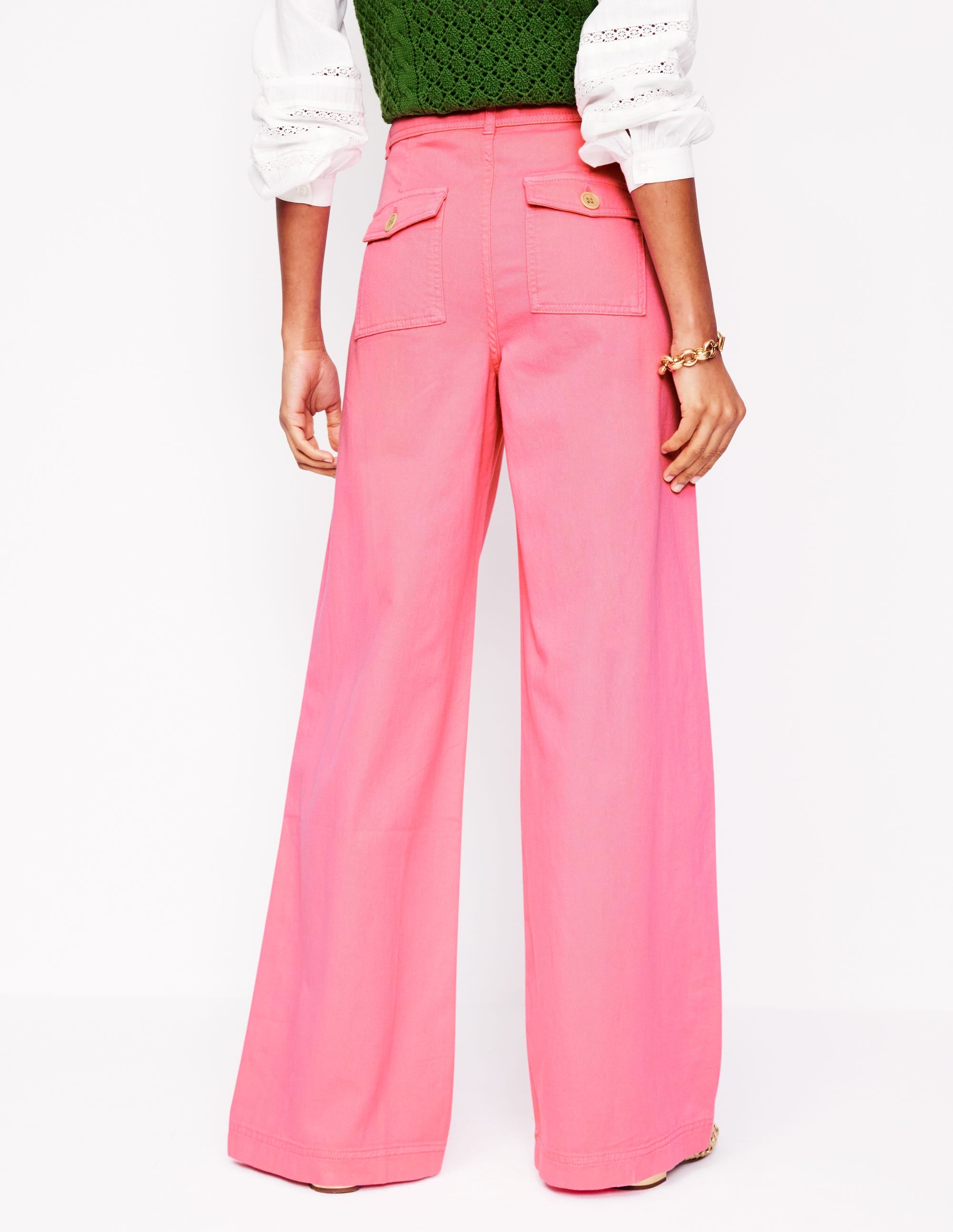 Brompton Wide Leg Trousers-Pink Rose - Image 4