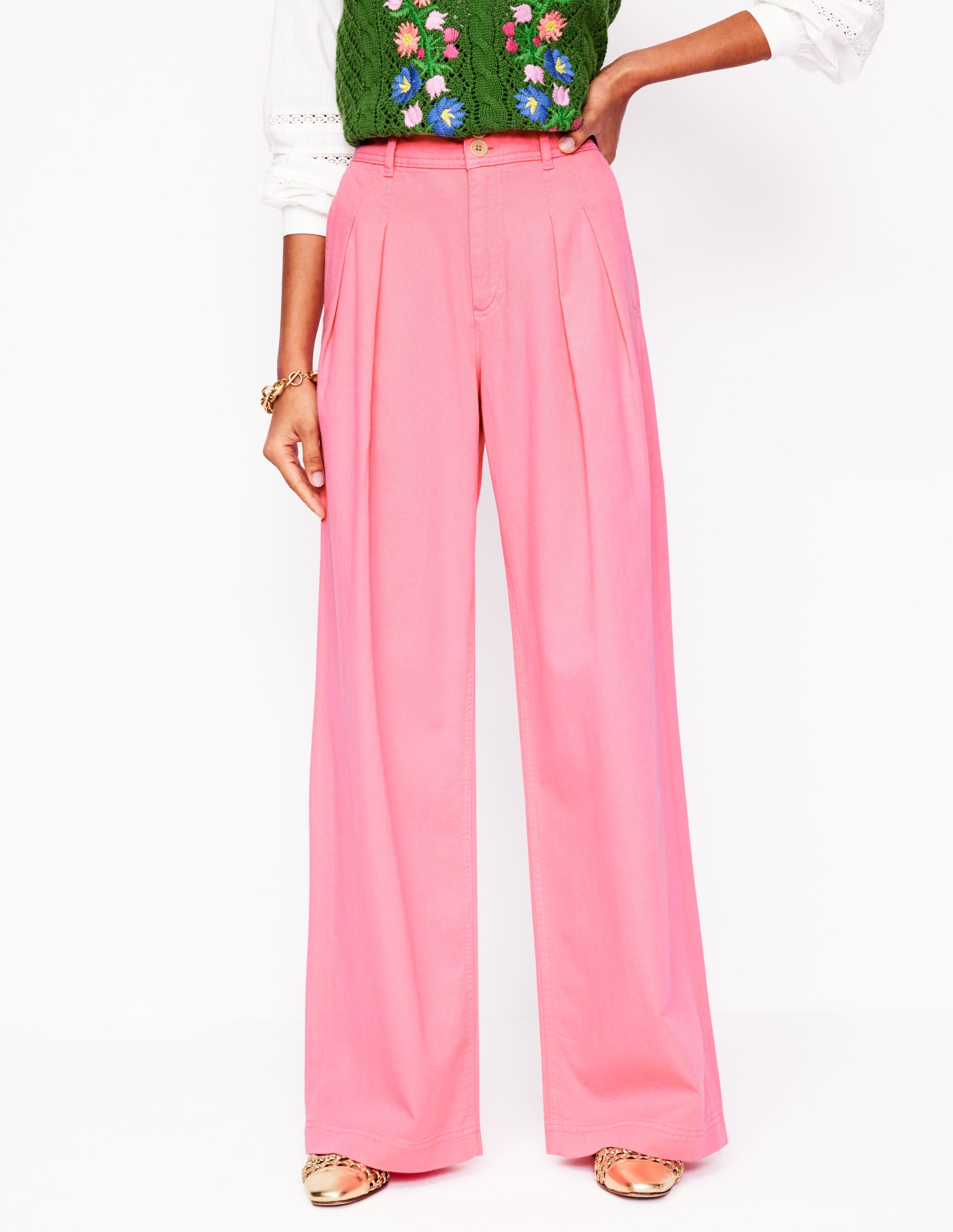Brompton Wide Leg Trousers-Pink Rose - Image 5