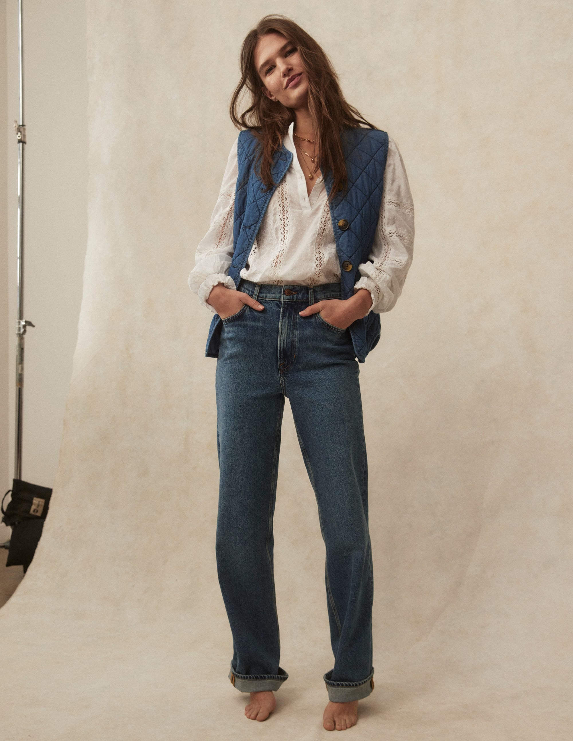 High Rise Column Leg Jeans-Mid Vintage - Image 10