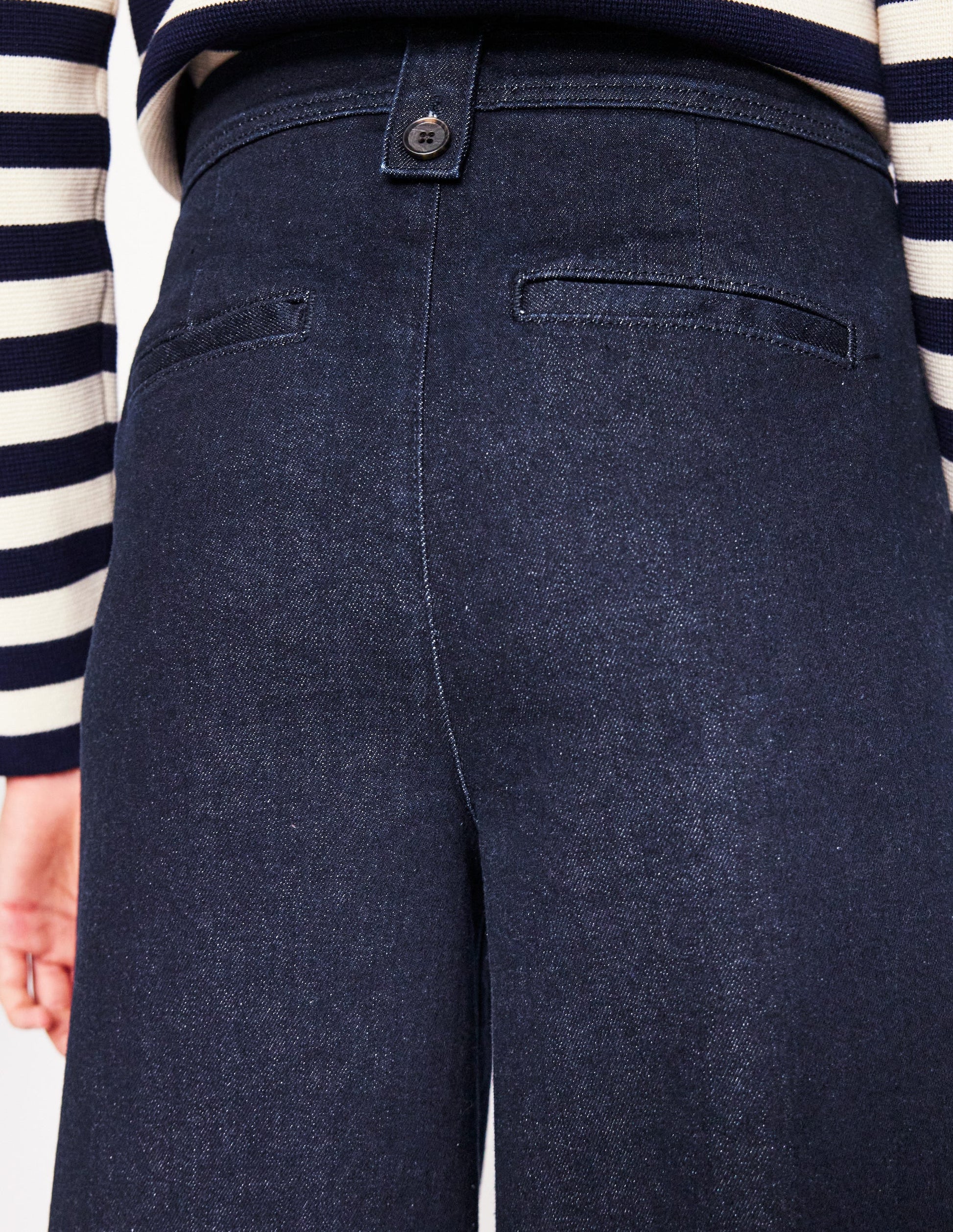 Mid Rise Button Detail Jeans-Indigo Rinse-2