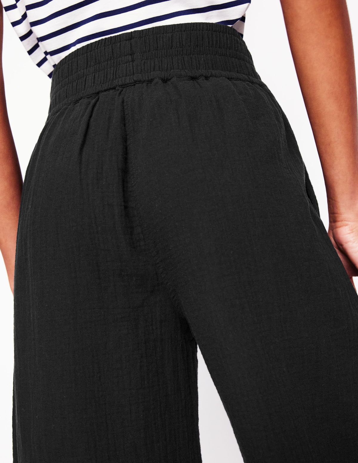 Cropped Double Cloth Trousers-Black - Image 3