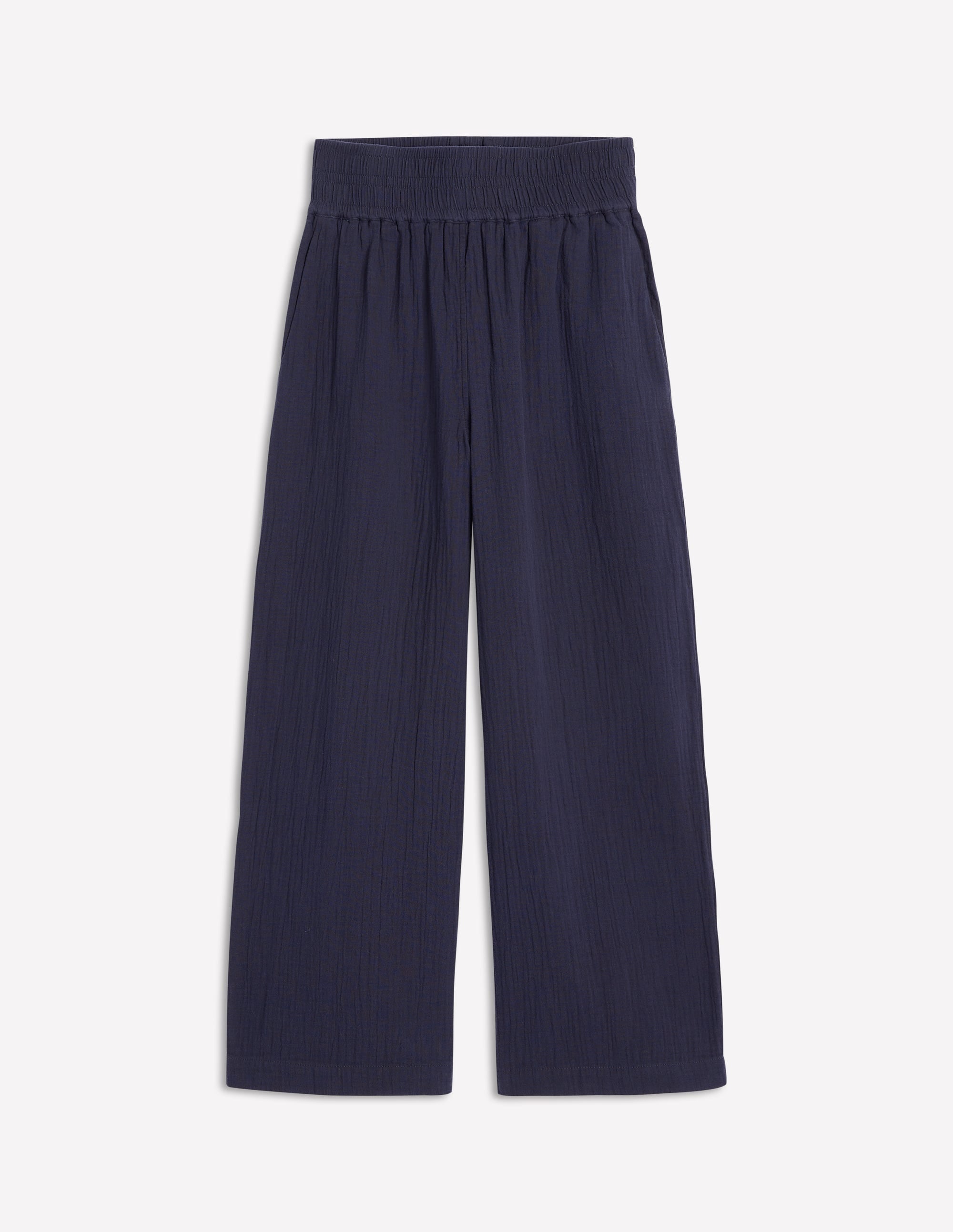 Cropped Double Cloth Trousers-Navy - Image 6