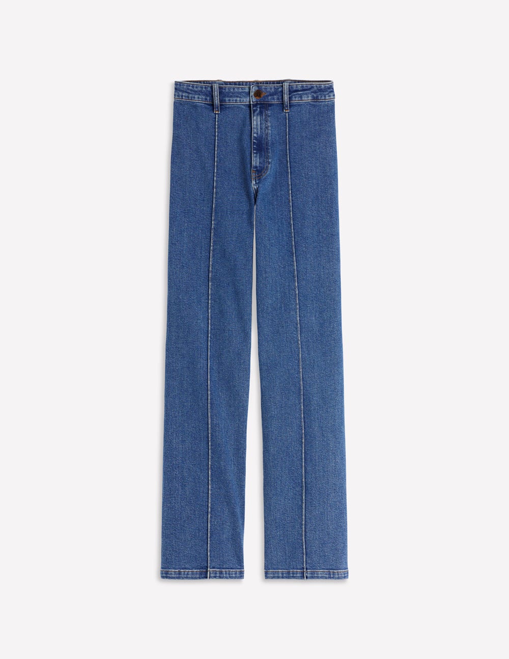 Pintuck Column Leg Jeans-Mid Vintage-6