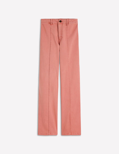 Pintuck Column Leg Jeans-Almond Pink-5