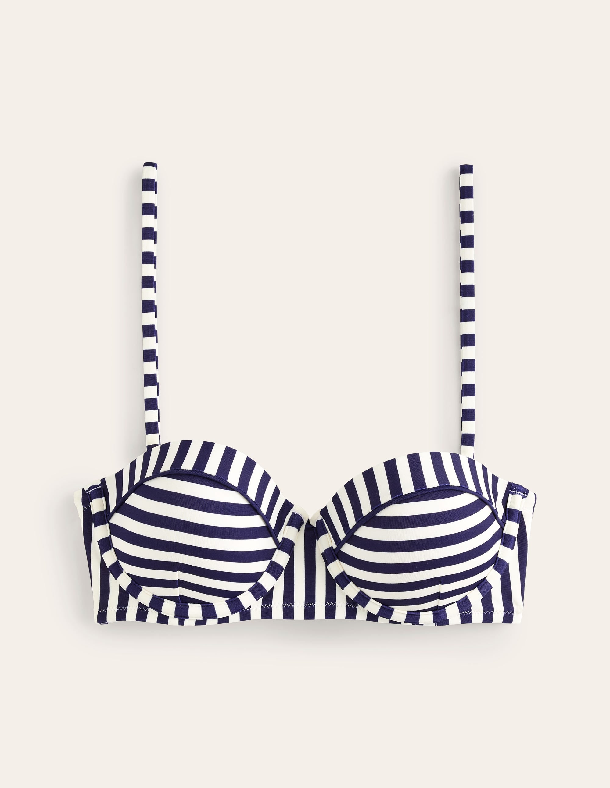 Rhodes Cup Sized Bikini Top-Navy, Ivory Stripe - Image 7