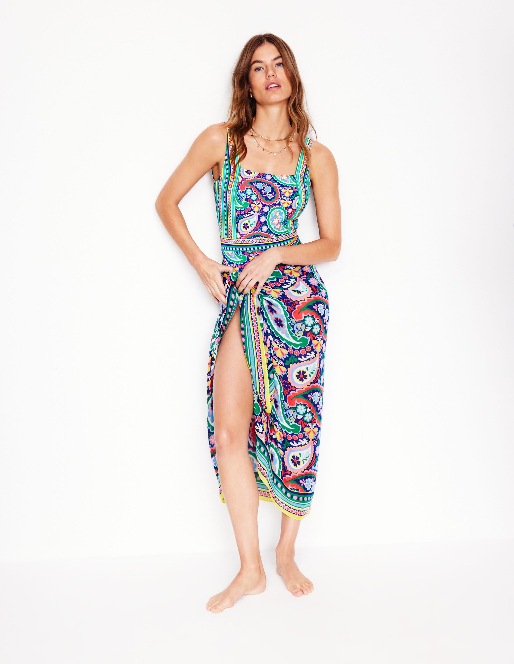 Lefkada Square Neck Swimsuit-Multi, Meadow Paisley - Image 5