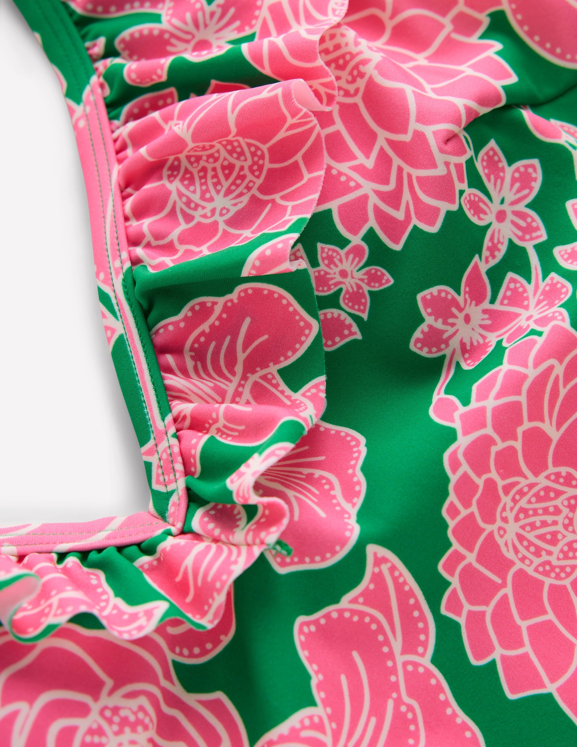 Evia Ruffle Swimsuit-Rich Emerald, Blossom Cascade - Image 6