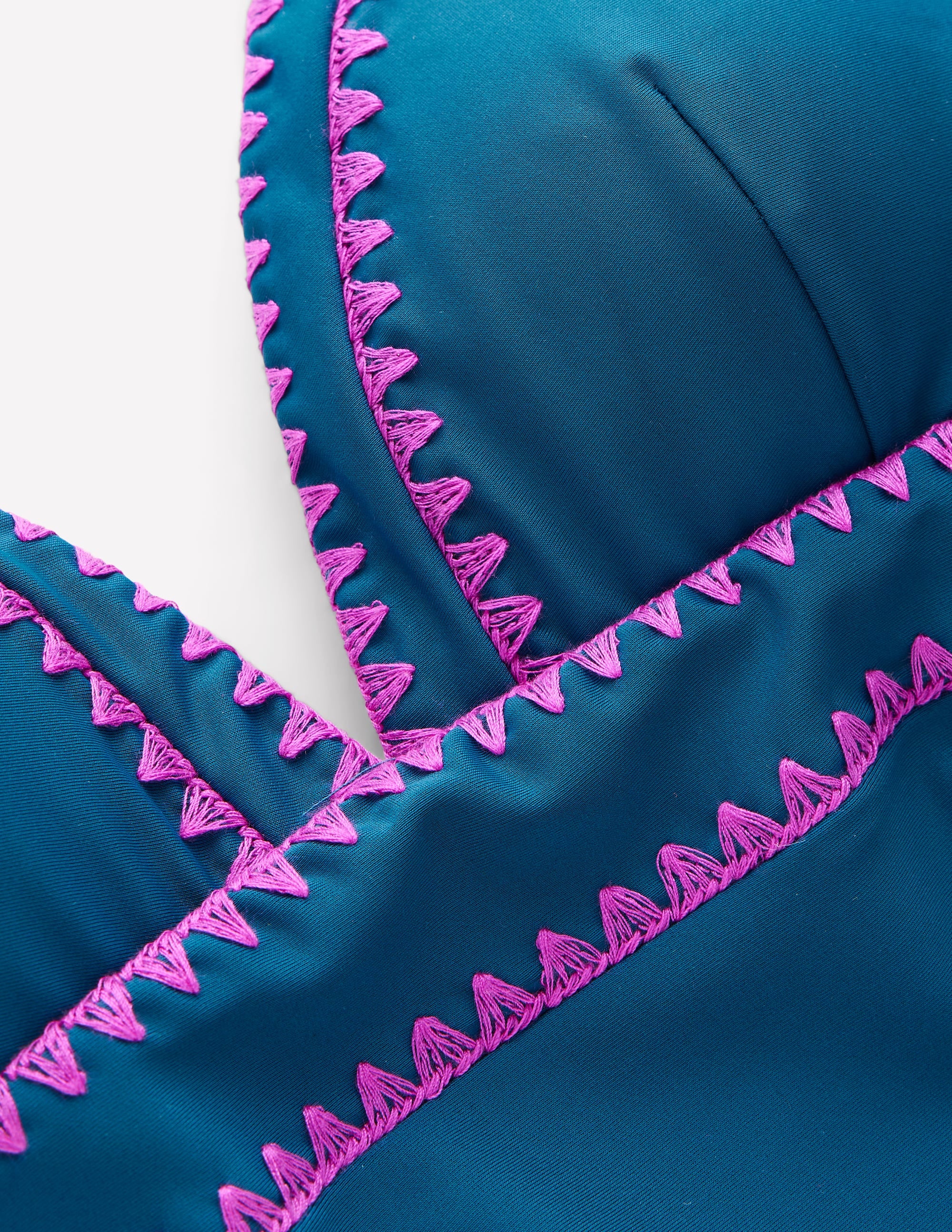 Kasos String V Neck Swimsuit-Oceanside, Very Fuchsia - Image 8
