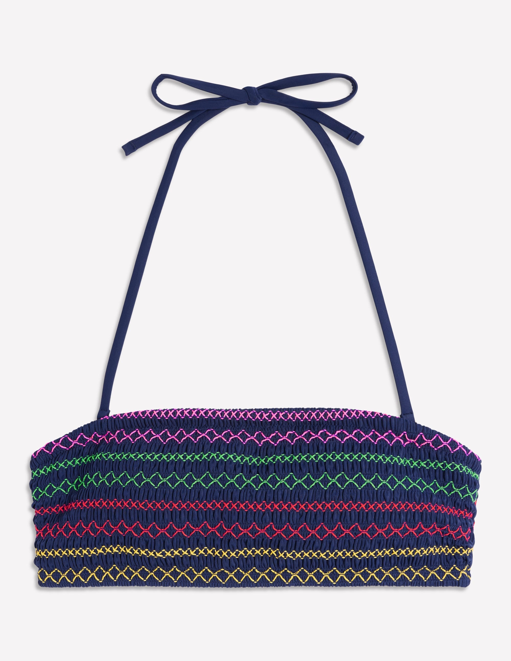 Milos Smocked Bikini Top-Navy - Image 6