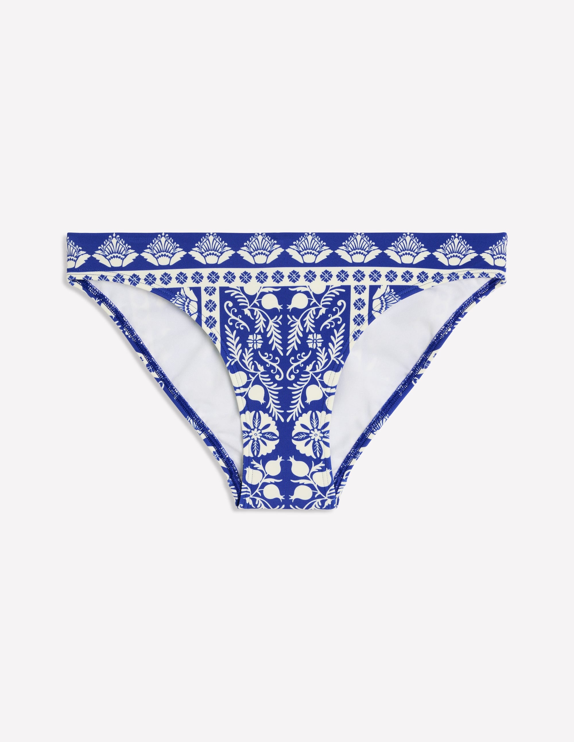 Porto Bikini Bottoms-Bright Blue, Ornate Stripe - Image 6