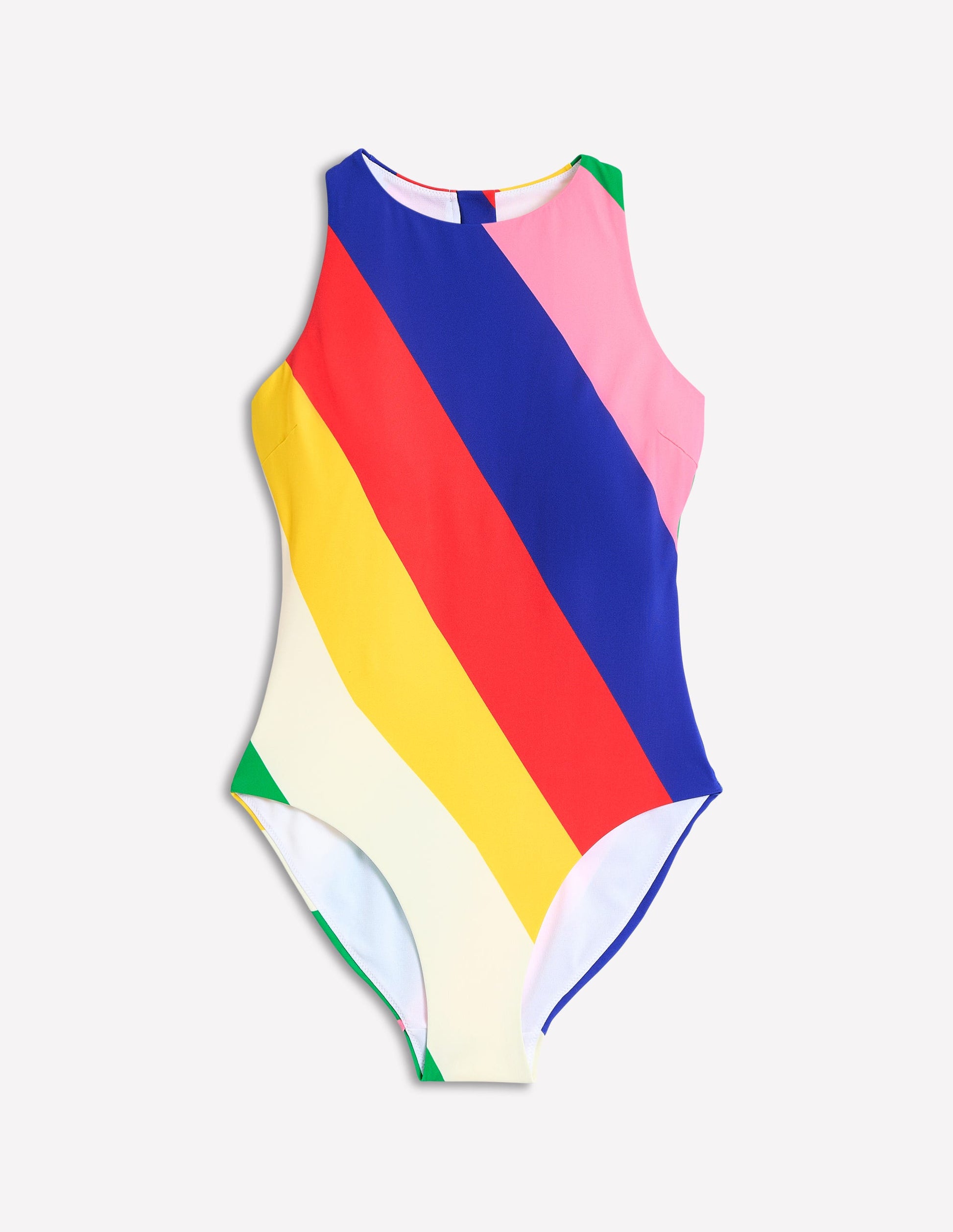 Piped Sporty Swimsuit-Multi, Rainbow Cascade-6
