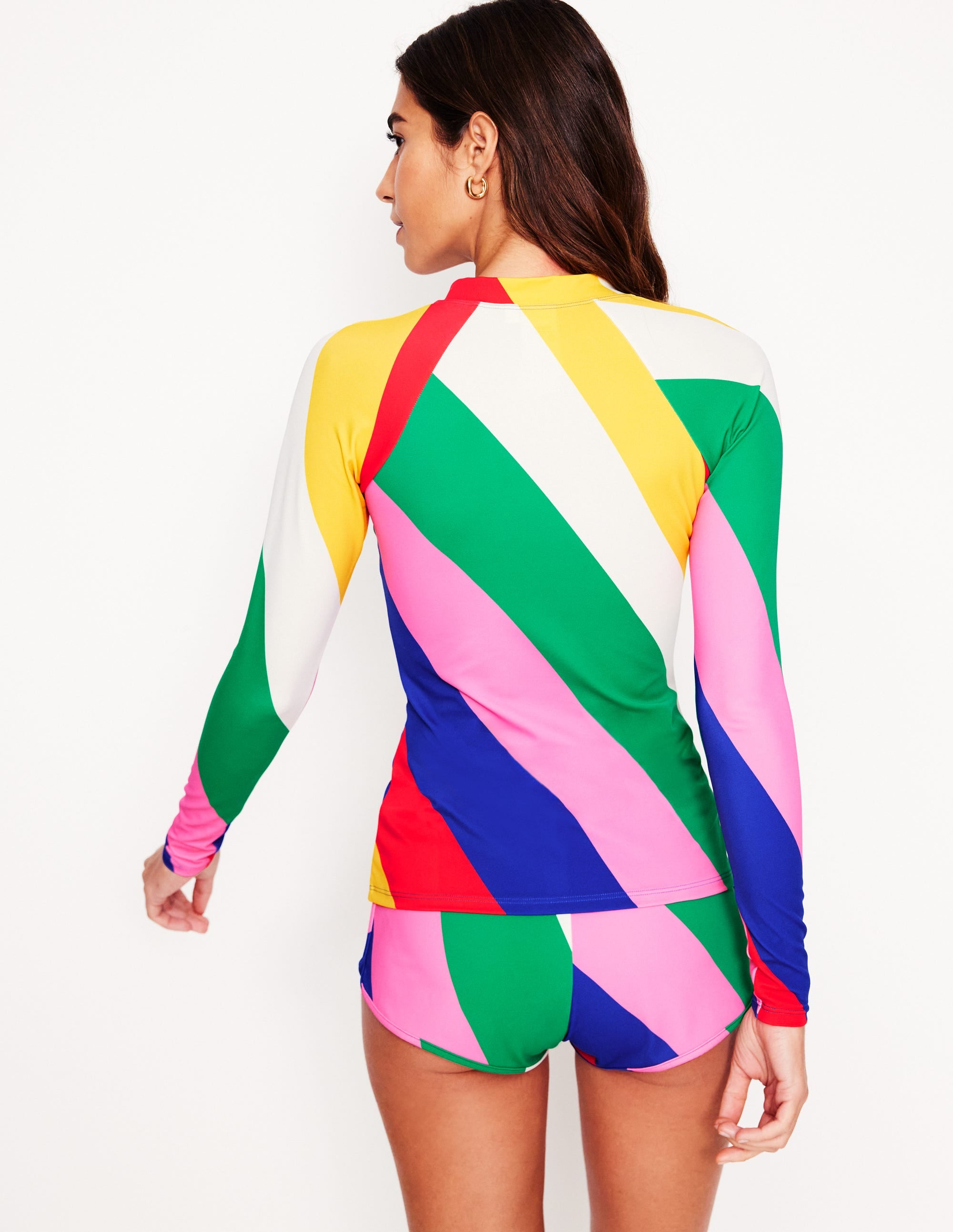 Long Sleeve Rash Guard Top-Multi, Rainbow Cascade - Image 3