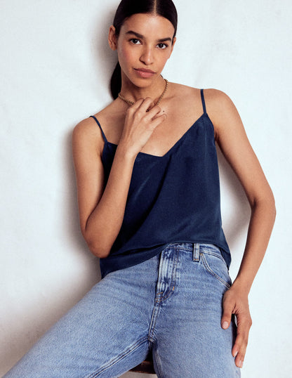 Silk Cami-Navy-1