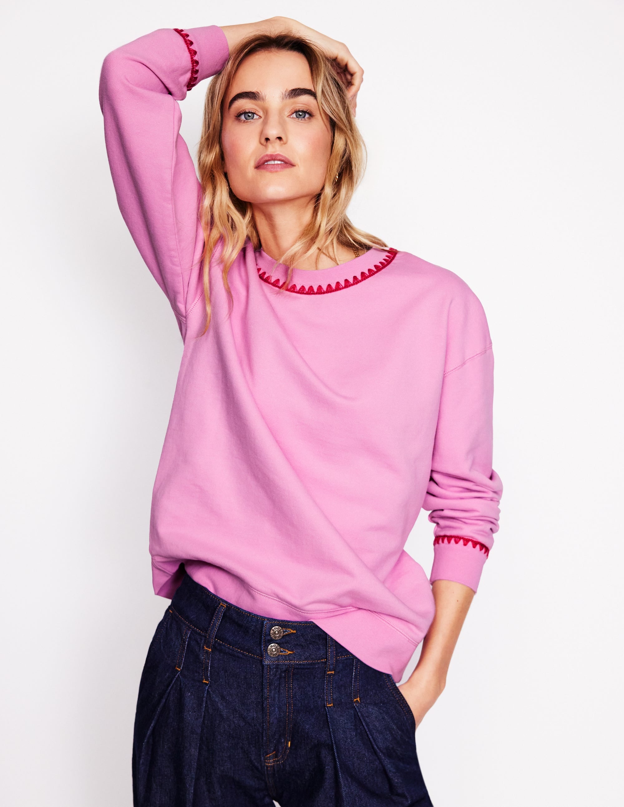 Emi Embroidered Sweatshirt-Soft Lavender - Image 1