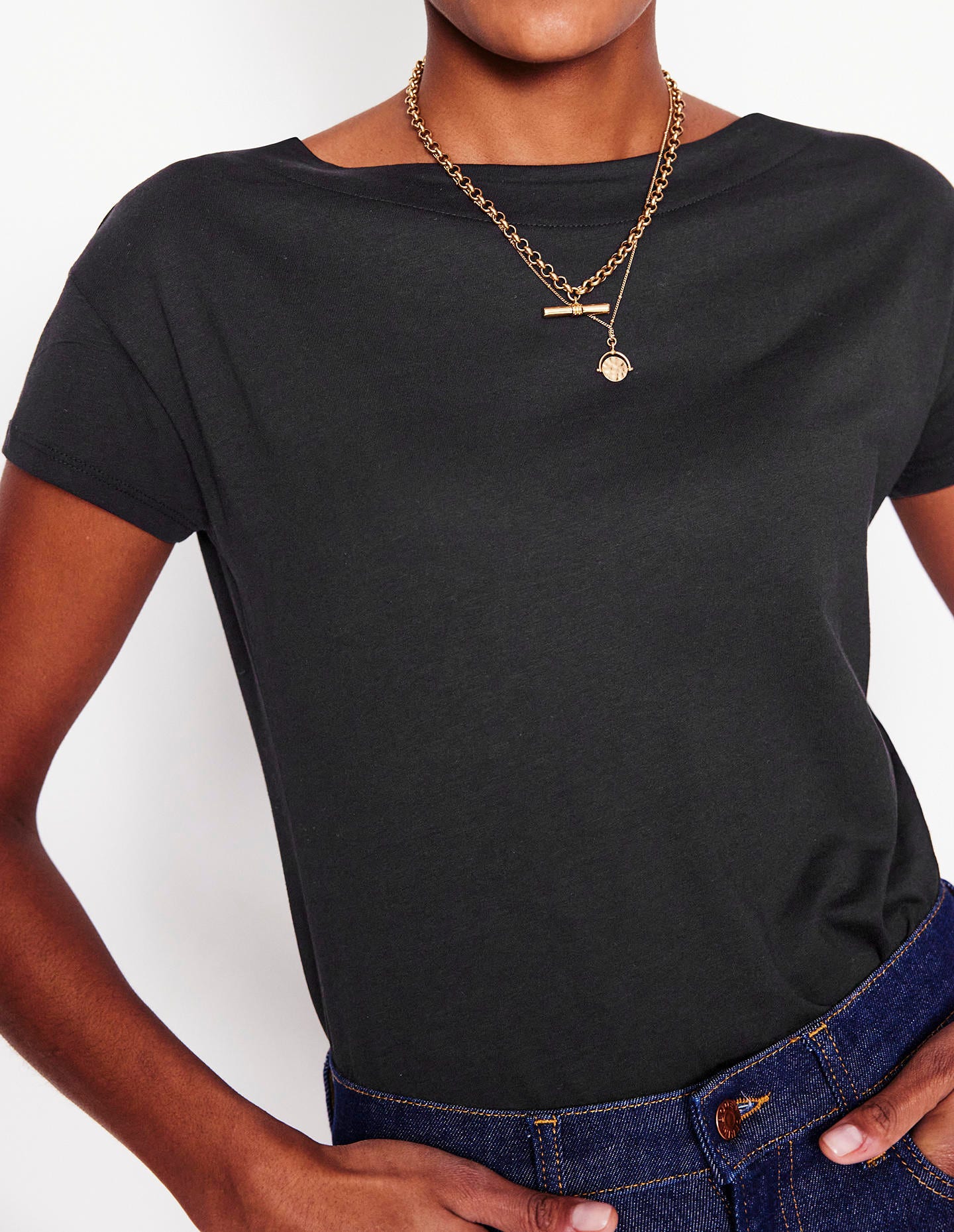 Supersoft Boat Neck T-Shirt-Black-2