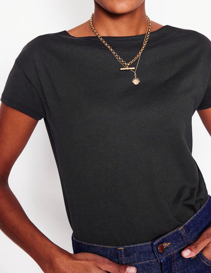 Supersoft Boat Neck T-Shirt-Black-2