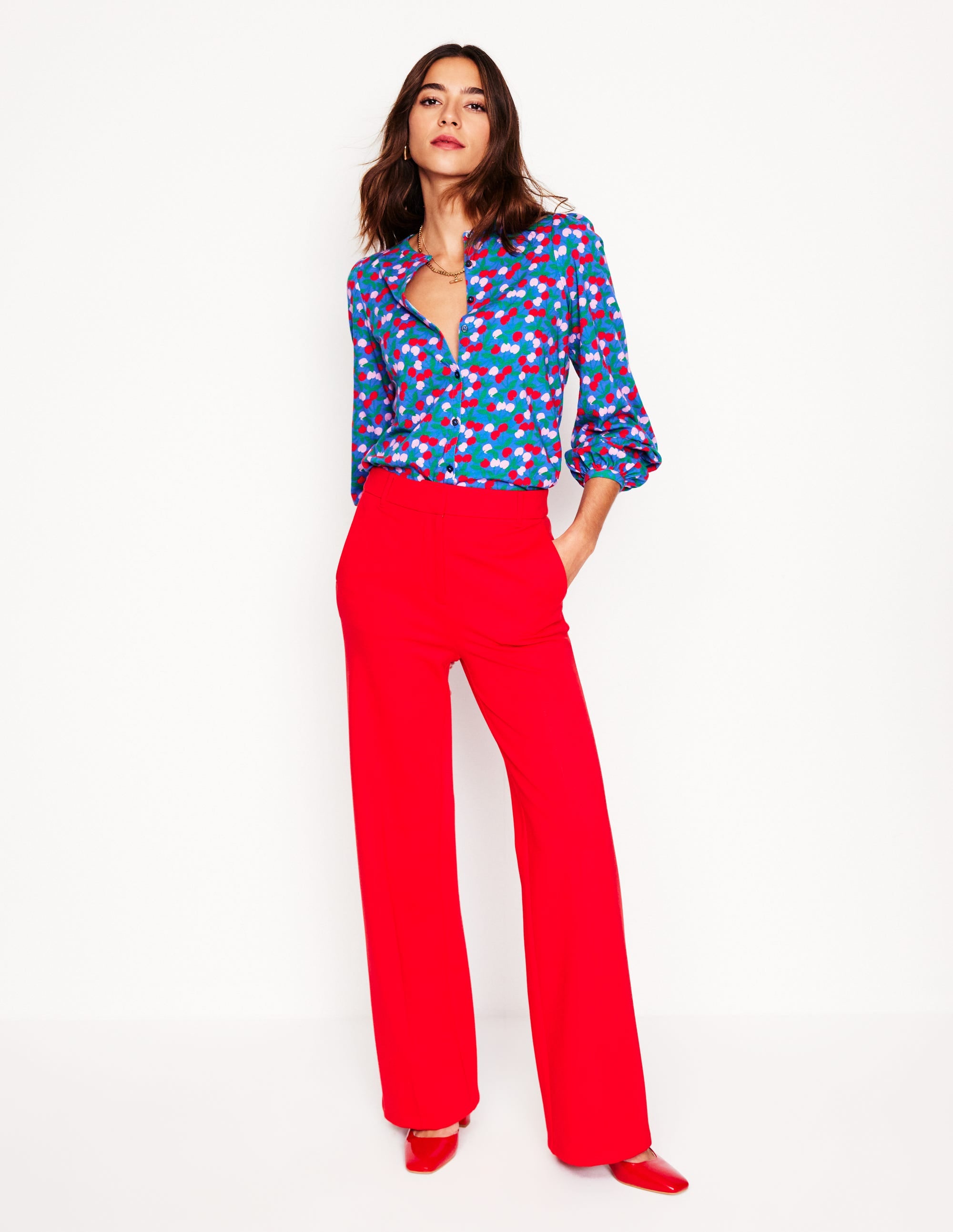 Marina Jersey Shirt-Bright Blue, Cherry Cascade - Image 4
