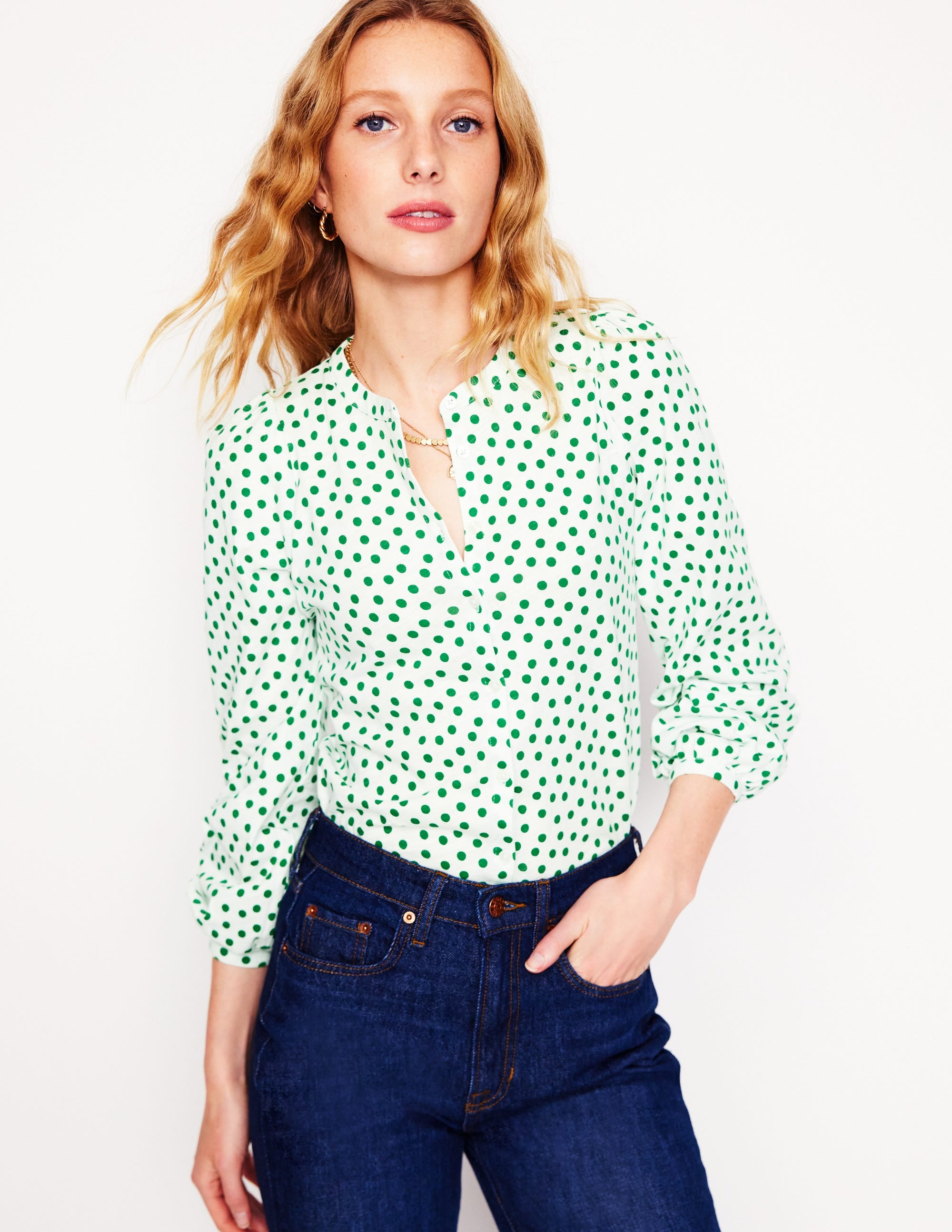 Marina Jersey Shirt-Ivory, Abstract Dot - Image 1