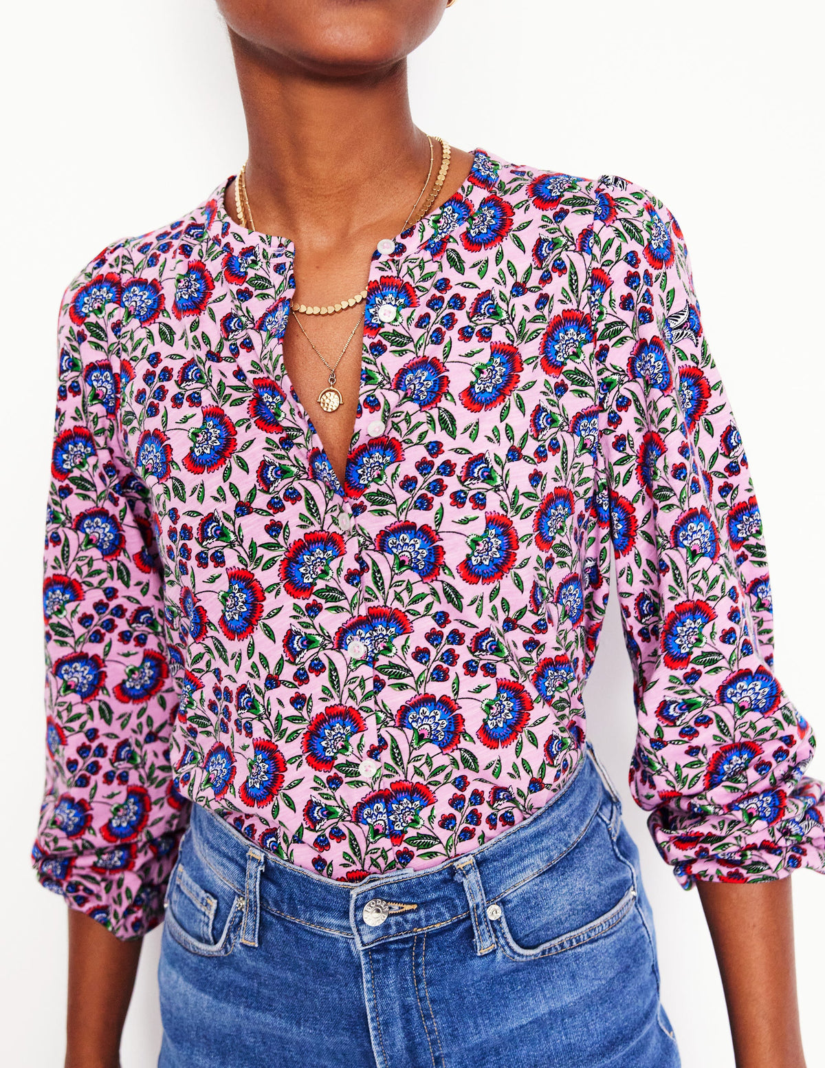 Marina Jersey Shirt-Soft Lavender, Decorative Vine - Image 3