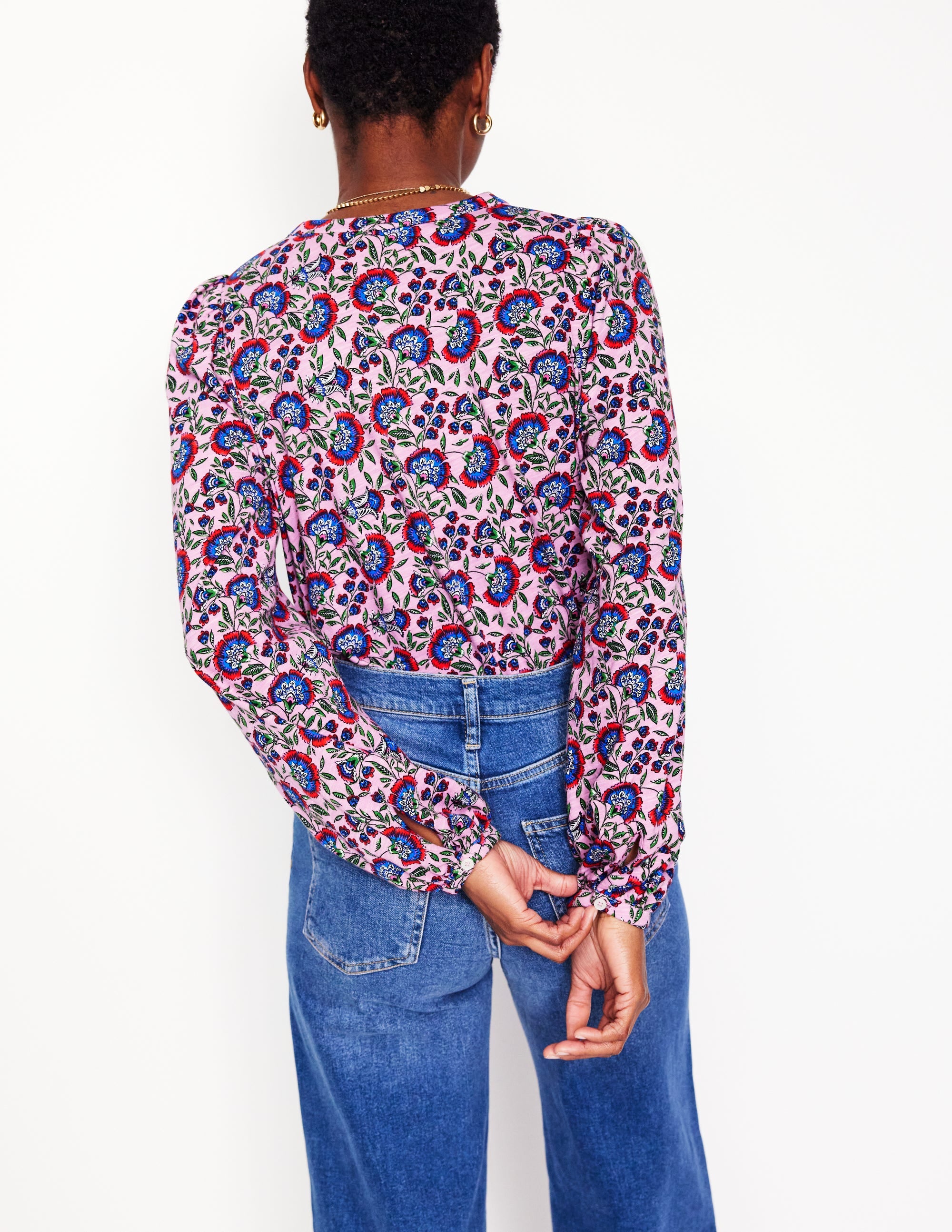 Marina Jersey Shirt-Soft Lavender, Decorative Vine - Image 4