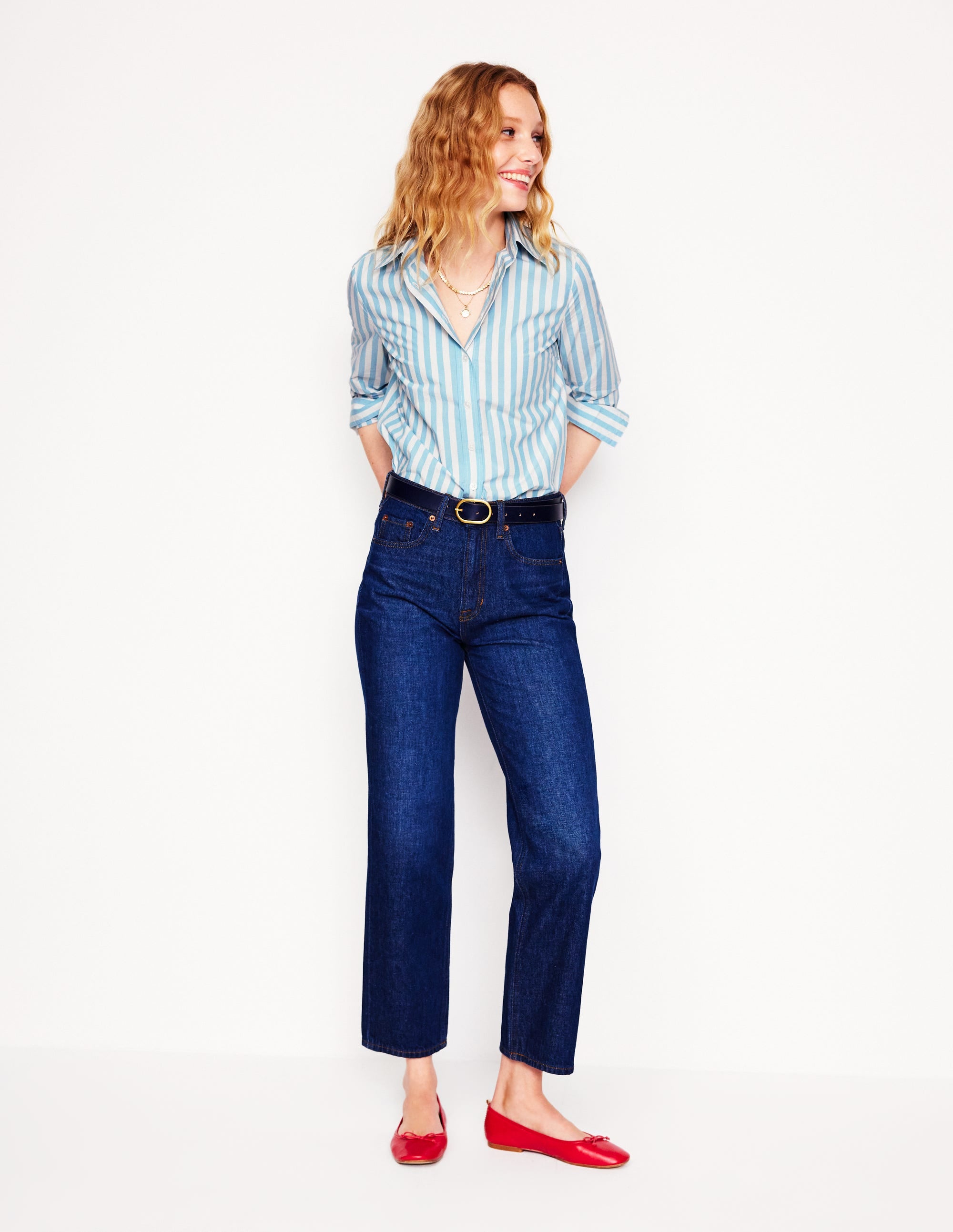 Sienna Cotton Shirt-Duck Egg Blue Stripe - Image 4