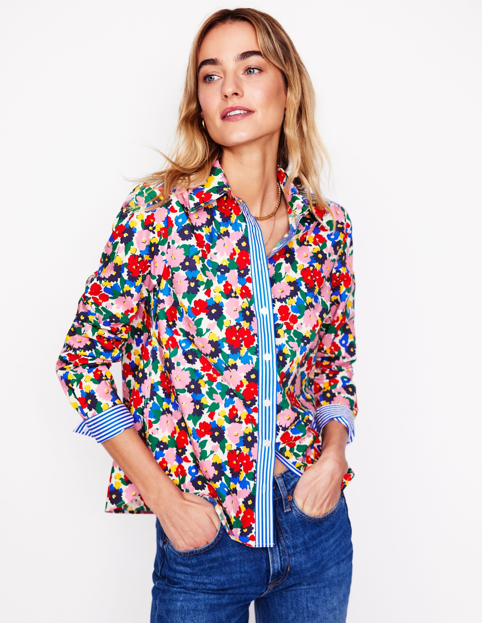 Sienna Cotton Shirt-Multi, Painterly Meadow - Image 4
