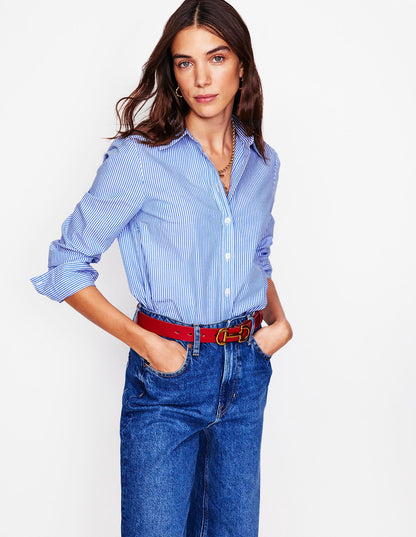 Sienna Cotton Shirt-Fine Blue Stripe-1